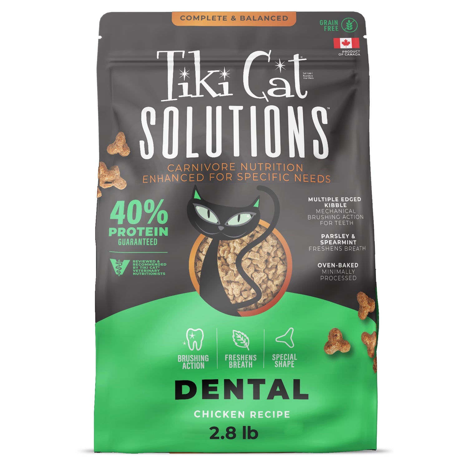 Tiki Cat Solutions Dry Cat Food, Dental Health, Chicken Recipe, 2.8-Lb Bag