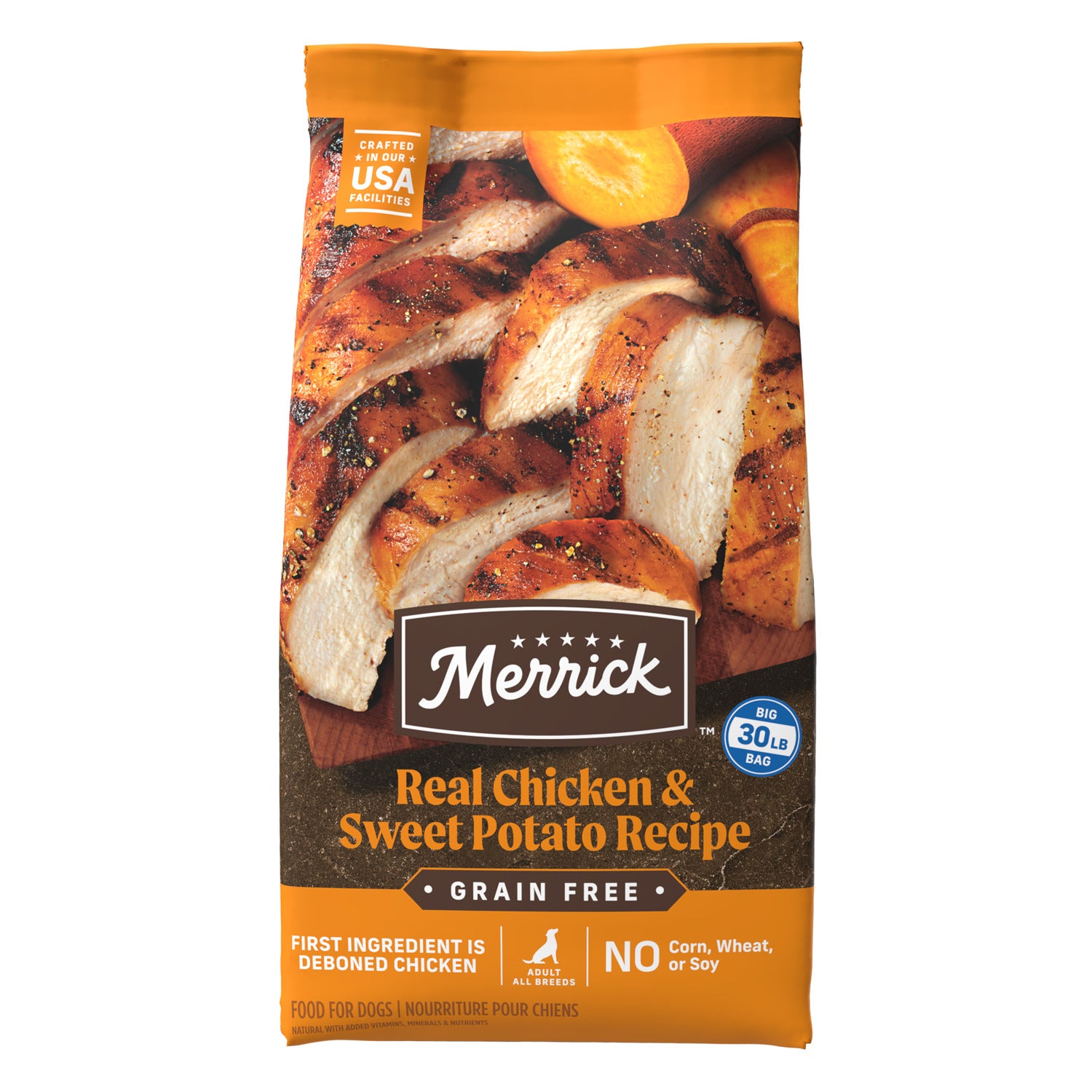 Merrick Premium Grain Free Dry Adult Dog Food, Wholesome And Natural Kibble With Real Chicken And Sweet Potato, 4-Lb Bag