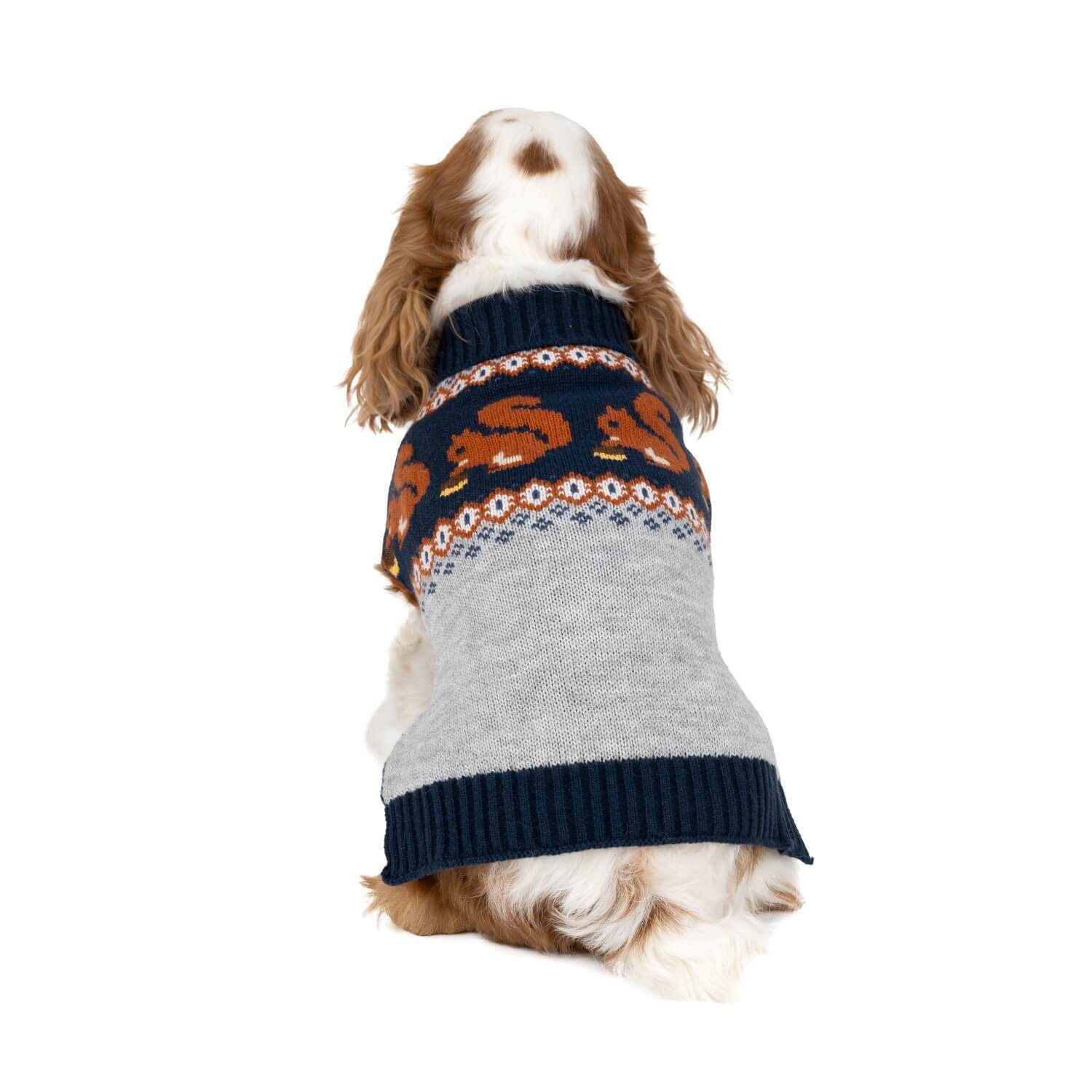 Simply Dog Fair Isle Fall Squirrel Pullover Dog Sweater