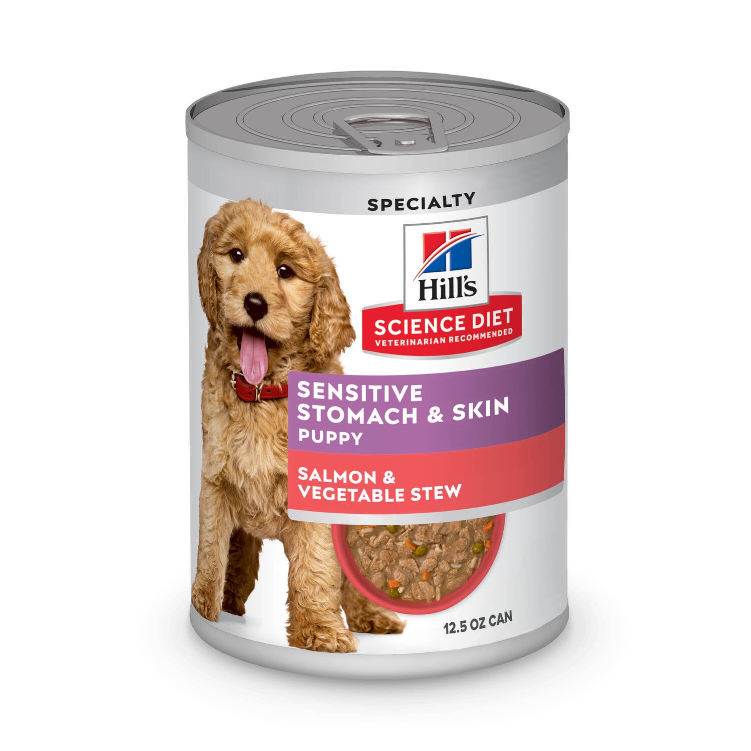 Hill's Science Diet Puppy Sensitive Stomach & Skin Salmon & Vegetable Stew Wet Dog Food, 12.5-Oz Pack Of 12