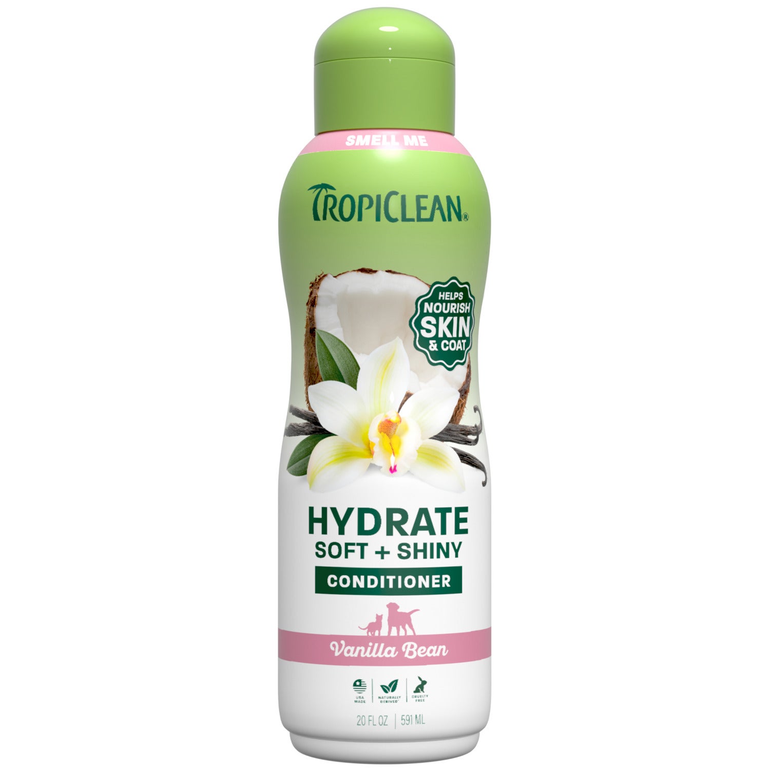 Tropiclean Hydrate Soft & Shiny Dog Conditioner, Vanilla Bean Scent, 20-Oz