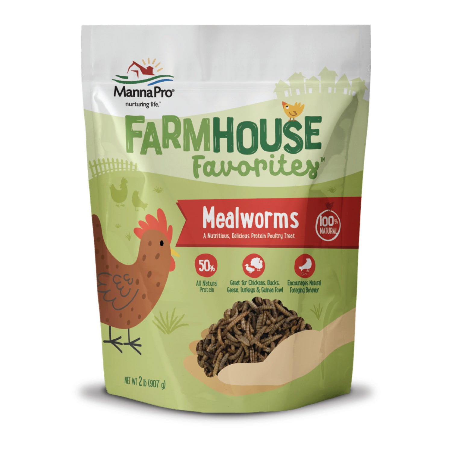 Manna Pro Farmhouse Favorites Mealworm Chicken Treat, 2Lb