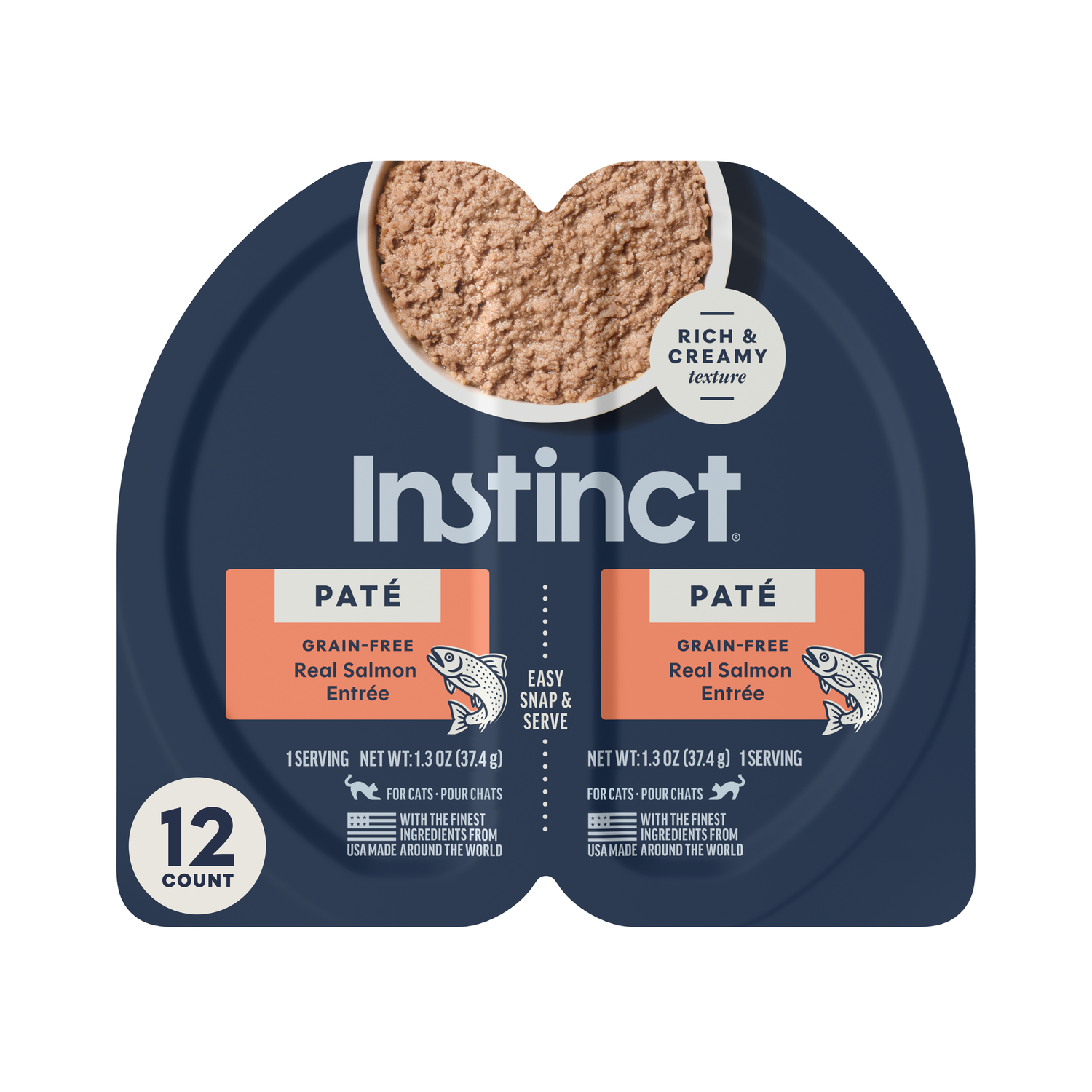 Instinct Pate Grain-Free Wet Cat Food, Real Salmon Entrée, 2.64-Oz Split Cup