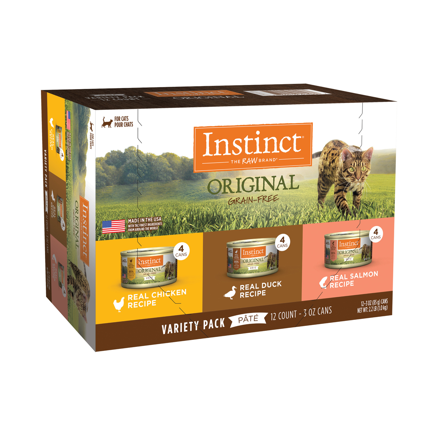 Instinct Original Grain-Free Pate Wet Cat Food, Variety Pack, 3-Oz Can 12 Pack