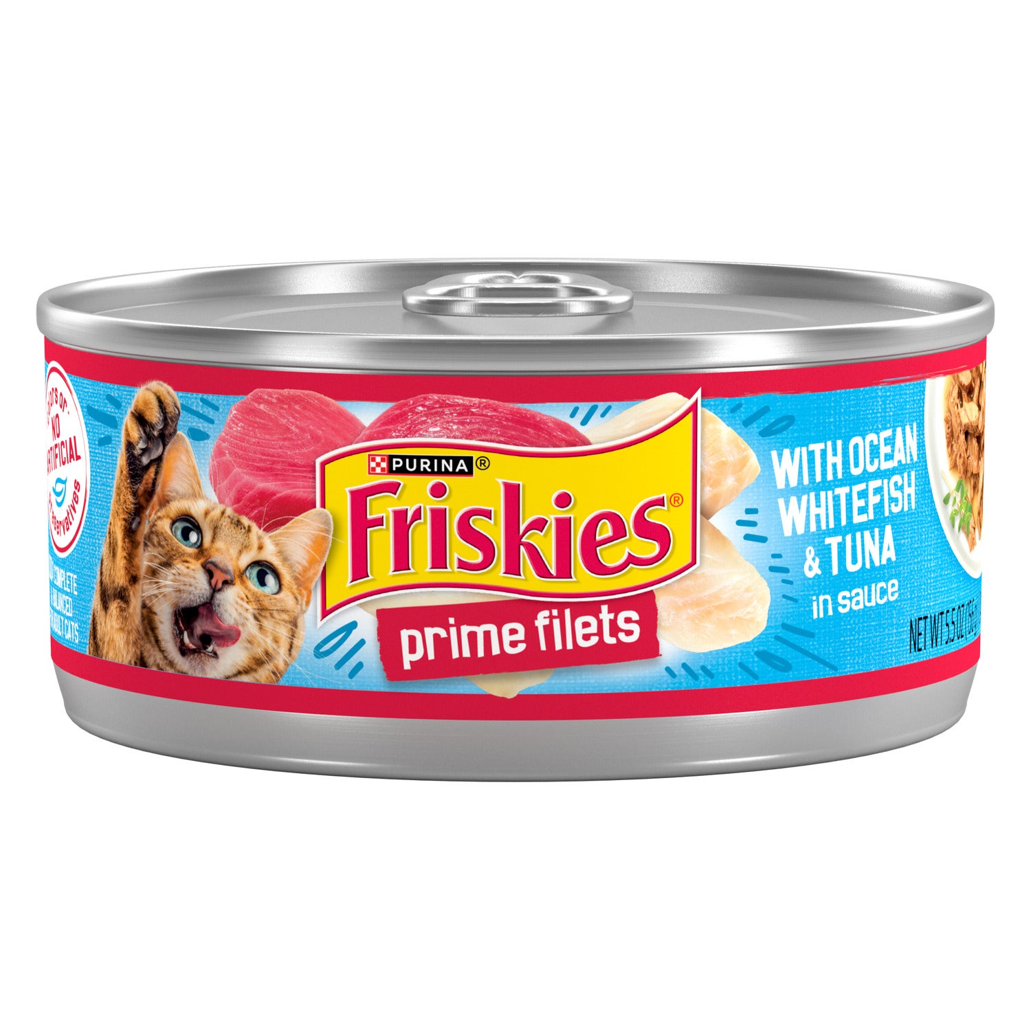Purina Friskies Prime Filets With Ocean Whitefish And Tuna In Sauce High Protein Wet Cat Food - 5.5 Oz