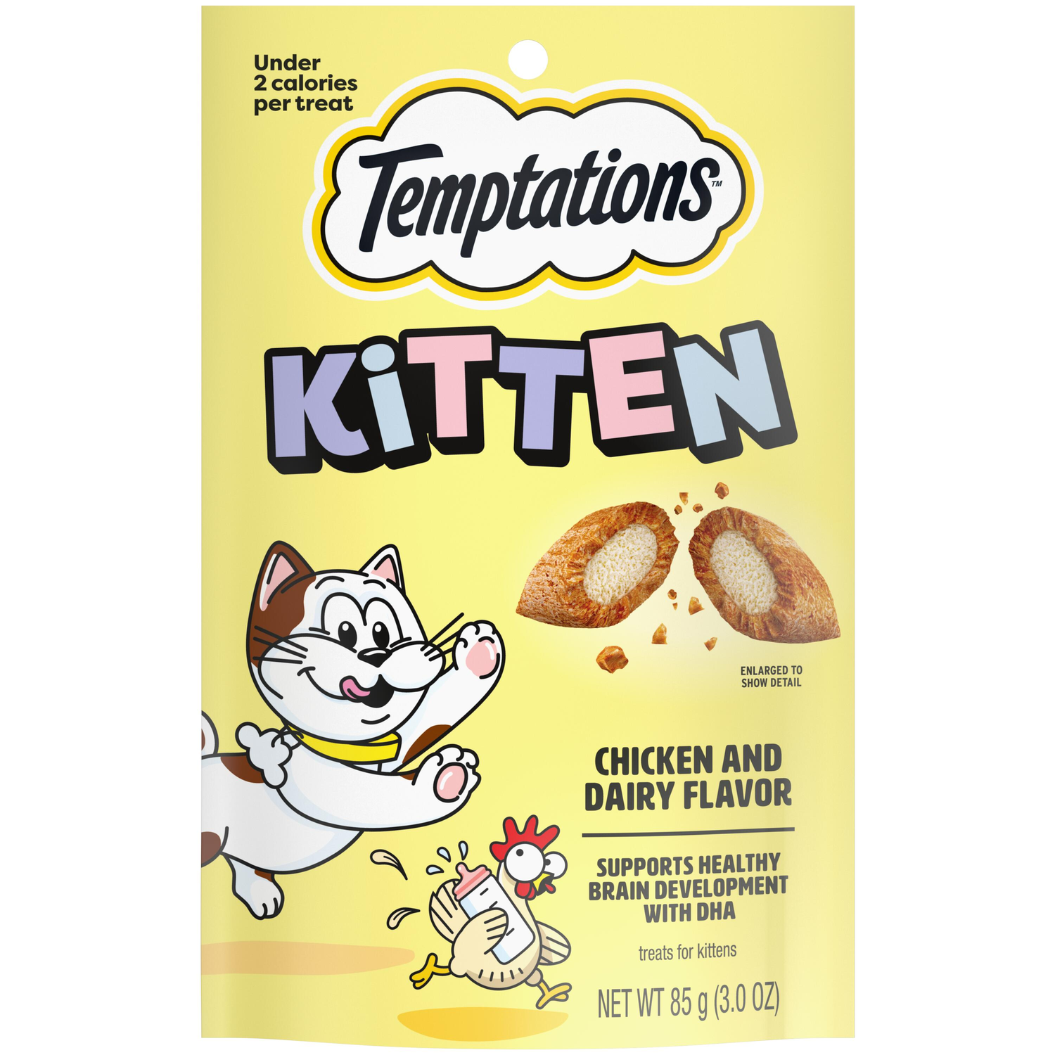 Temptations Kitten Crunchy And Soft Chicken & Dairy Flavor Cat Treats, 3-Oz