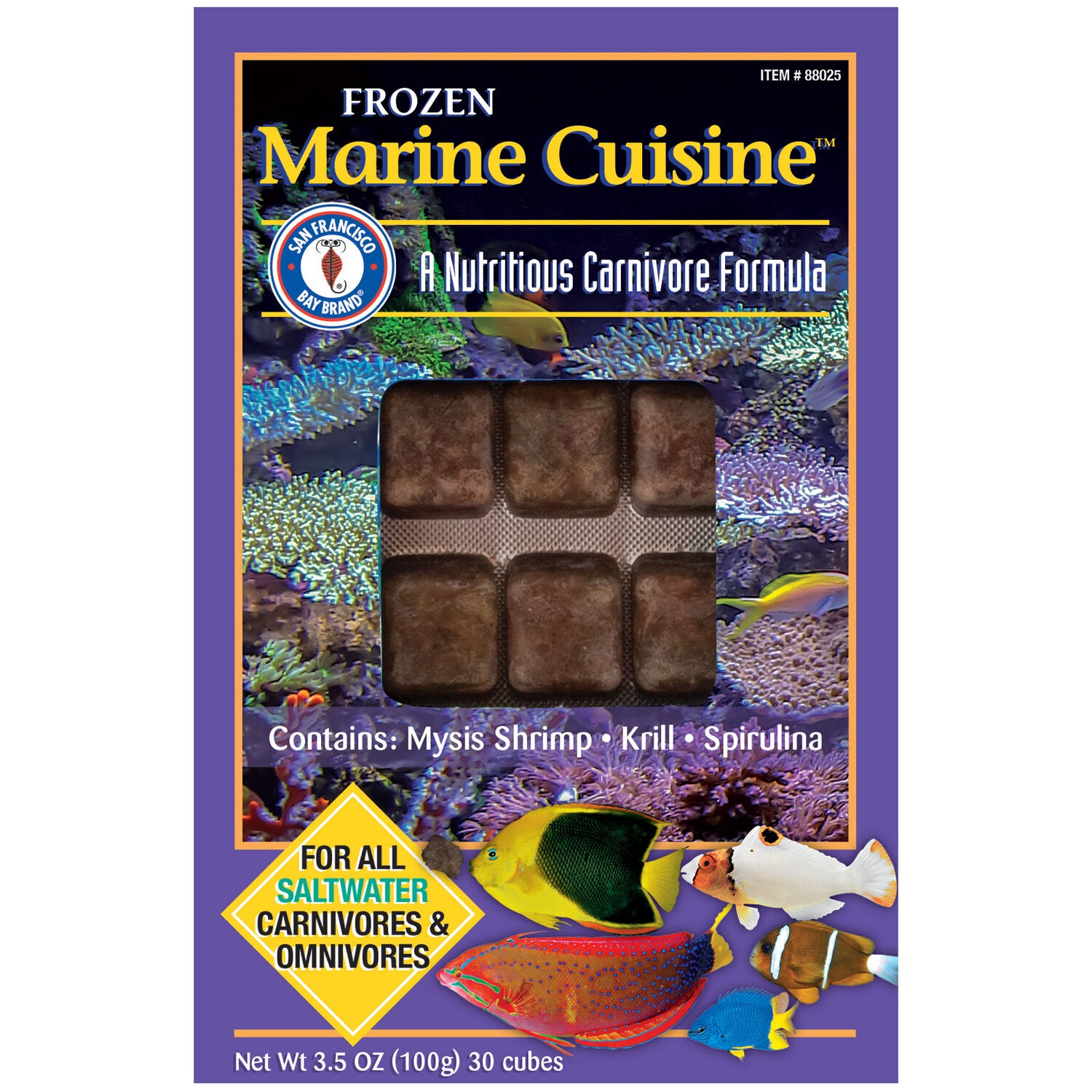 San Francisco Bay Marine Cuisine Frozen Fish Food Cubes, 3.5Oz