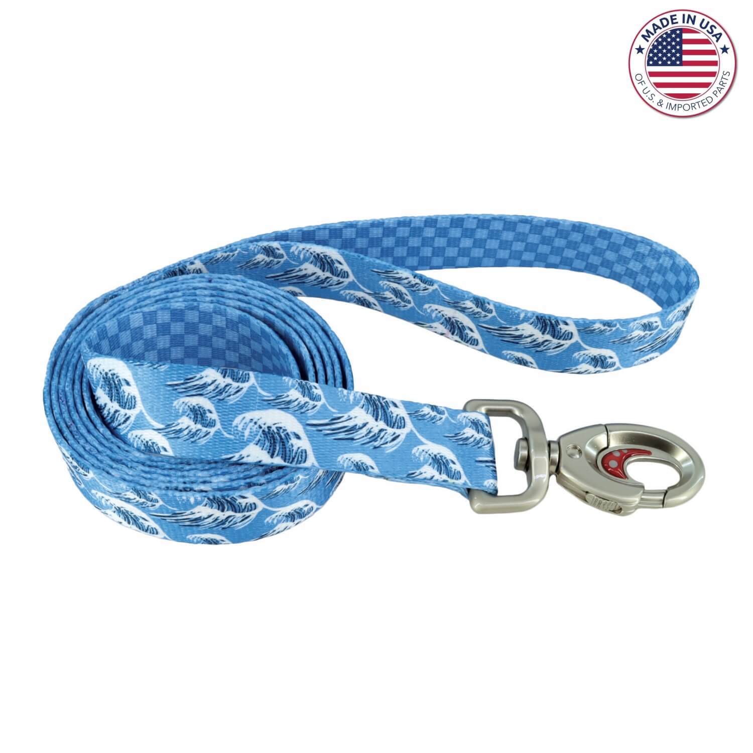 Coastal Pet Products Sublime Dog Leash, Blue Waves With Blue Checkers