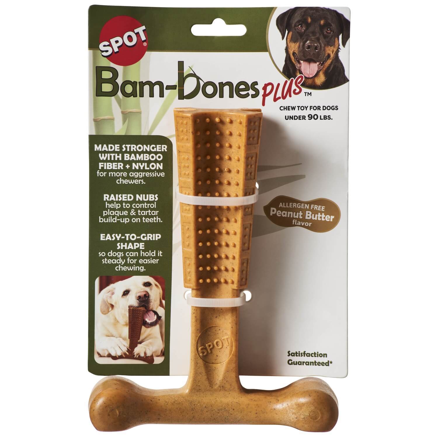 Spot Bambone Plus 7 Dog Chew Toy, Peanut Butter Flavor