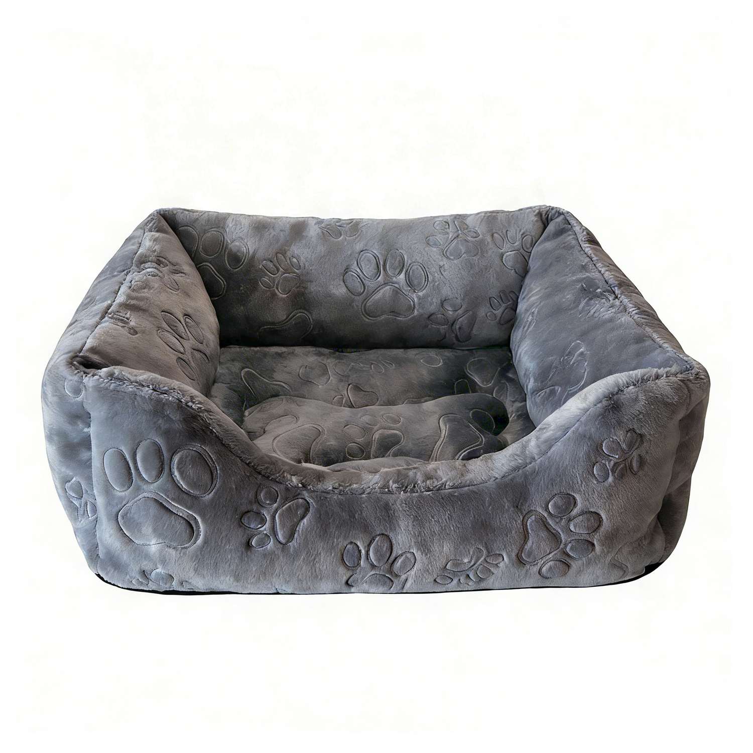 Aristopet Cuddler Medium Dog Bed, Paw Print Grey, 20 By 24