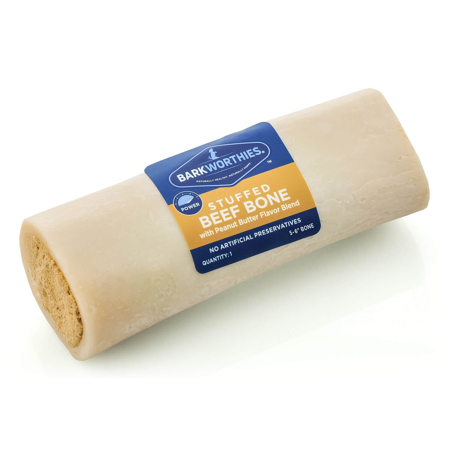 Barkworthies Shin Bone Stuffed With Peanut Butter Dog Treat, 3-4 Inches