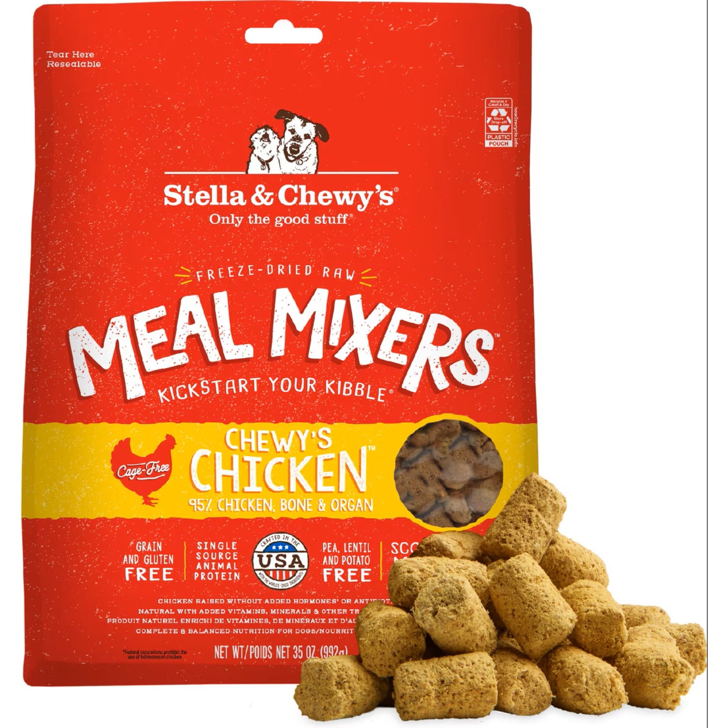 Stella & Chewy's Freeze-Dried Raw Chewy's Meal Mixers Dog Food Topper, Chewy's Chicken Recipe, 18-Oz