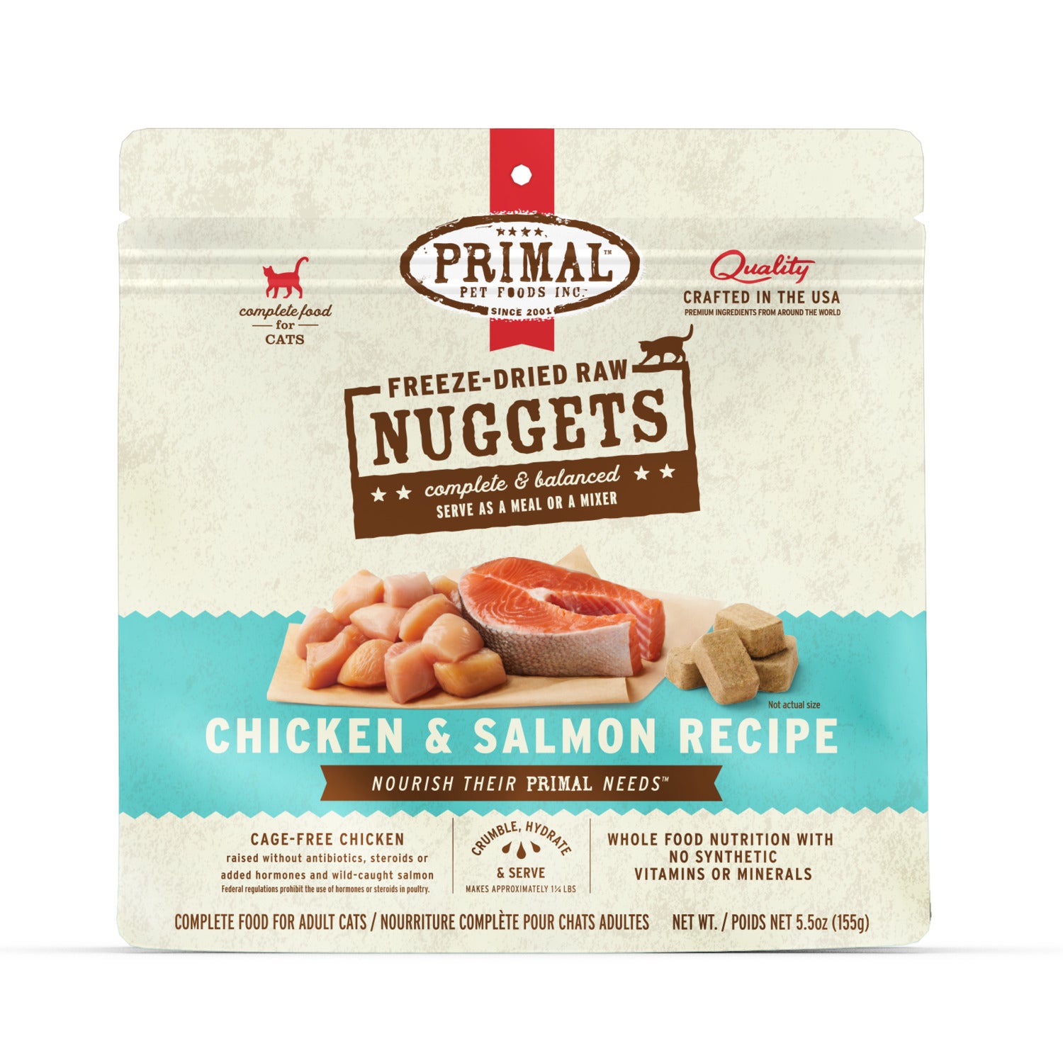Primal Freeze-Dried Raw Nuggets Cat Food, Chicken & Salmon Recipe