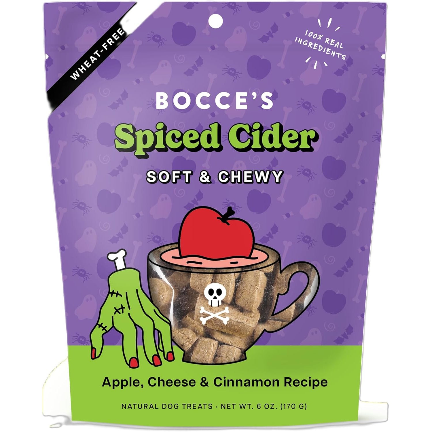 Bocce's Bakery Spiced Cider Soft & Chewy Dog Treats, Apple & Cheese Flavor, 6-Oz Bag