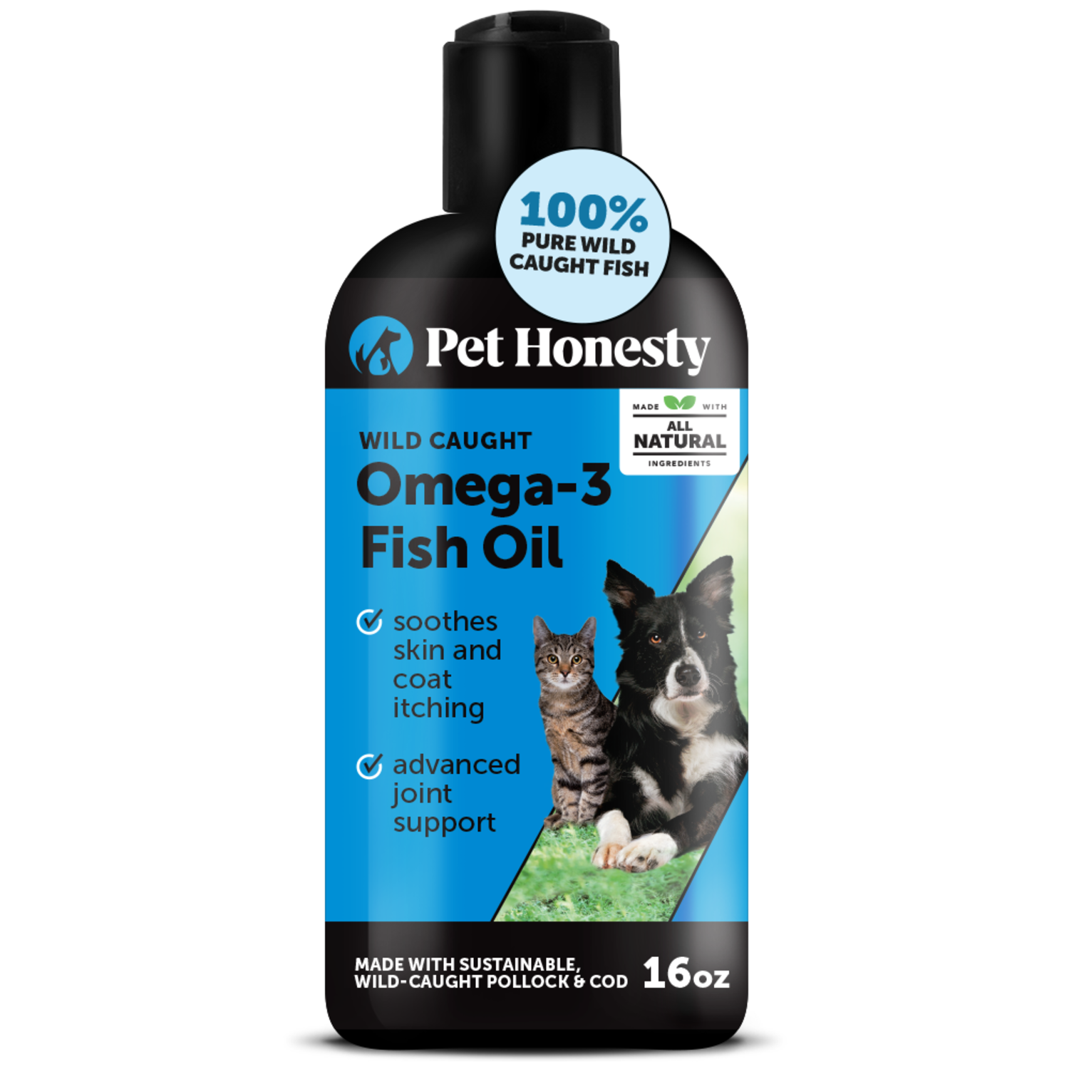 Pet Honesty Omega 3 Fish Oil Supplement For Dogs & Cats, 16-Oz Bottle