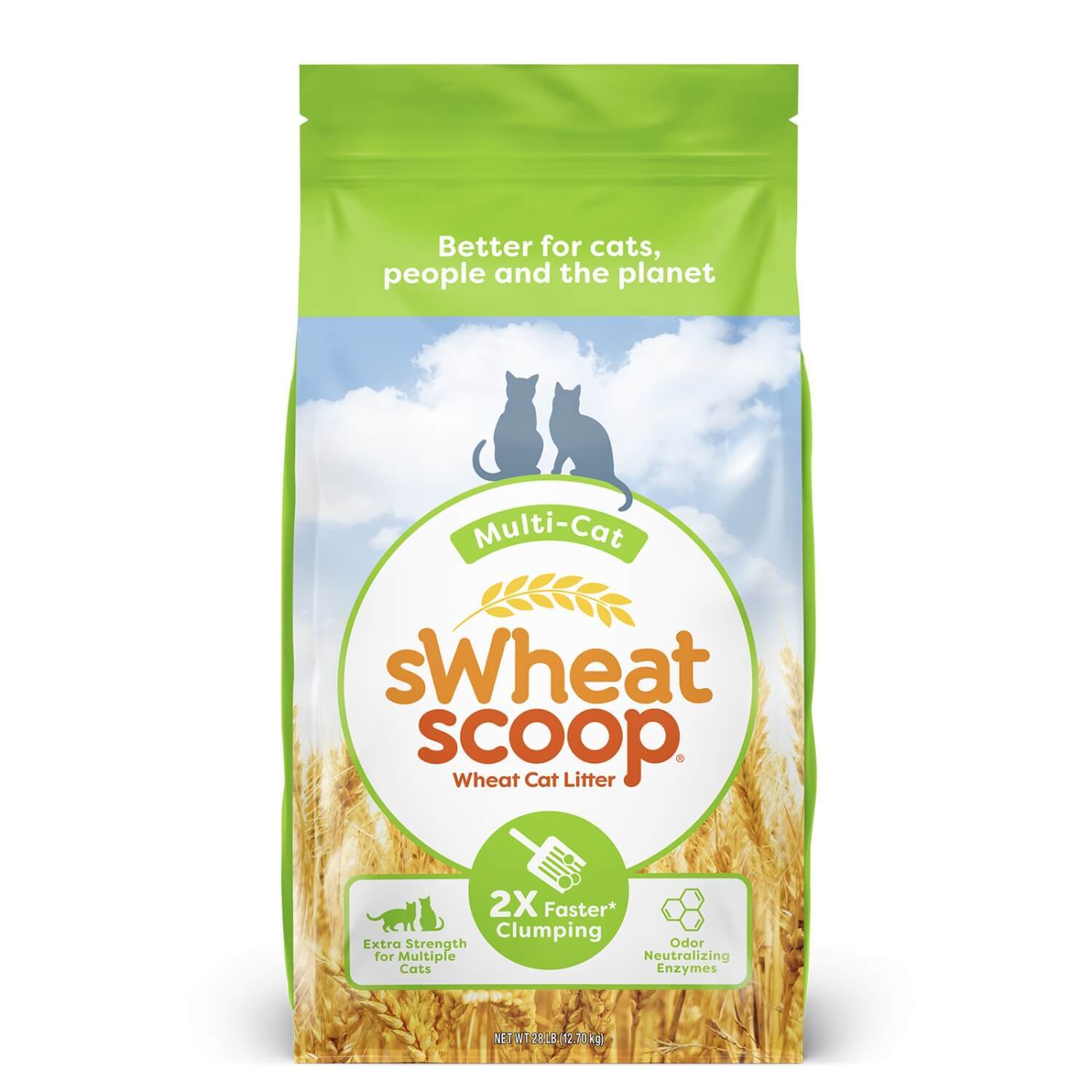 Swheat Scoop Multi-Cat Unscented Natural Clumping Wheat Cat Litter