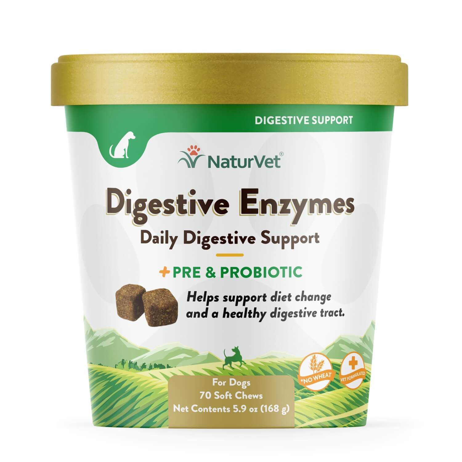 Naturvet Digestive Enzymes +Pre & Probiotic Soft Chew Supplements For Dogs