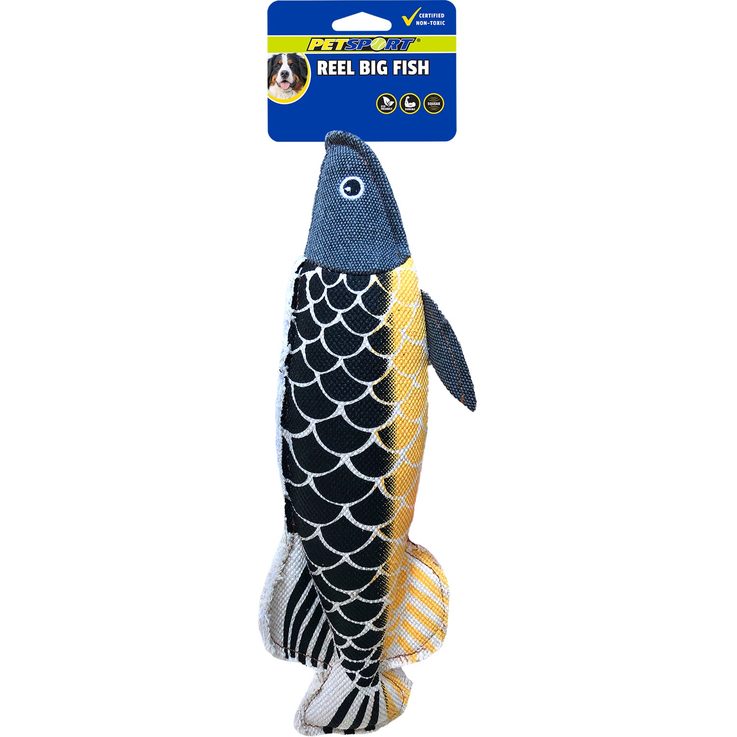 Petsport Reel Big Fish Plush Squeaky Dog Toy, 12, Assorted