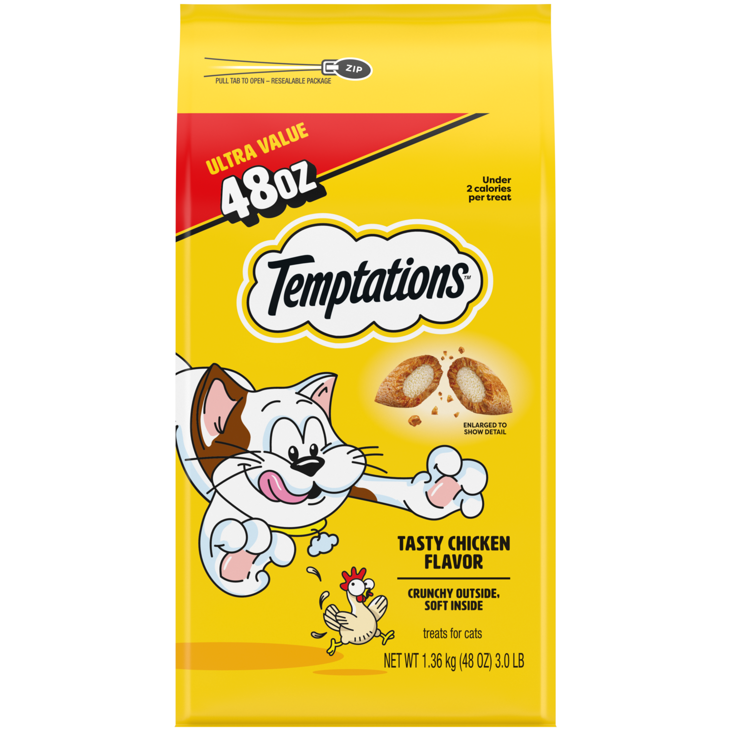 Temptations Classics Crunchy & Soft Adult Cat Treats, Tasty Chicken, 48-Oz Pouch