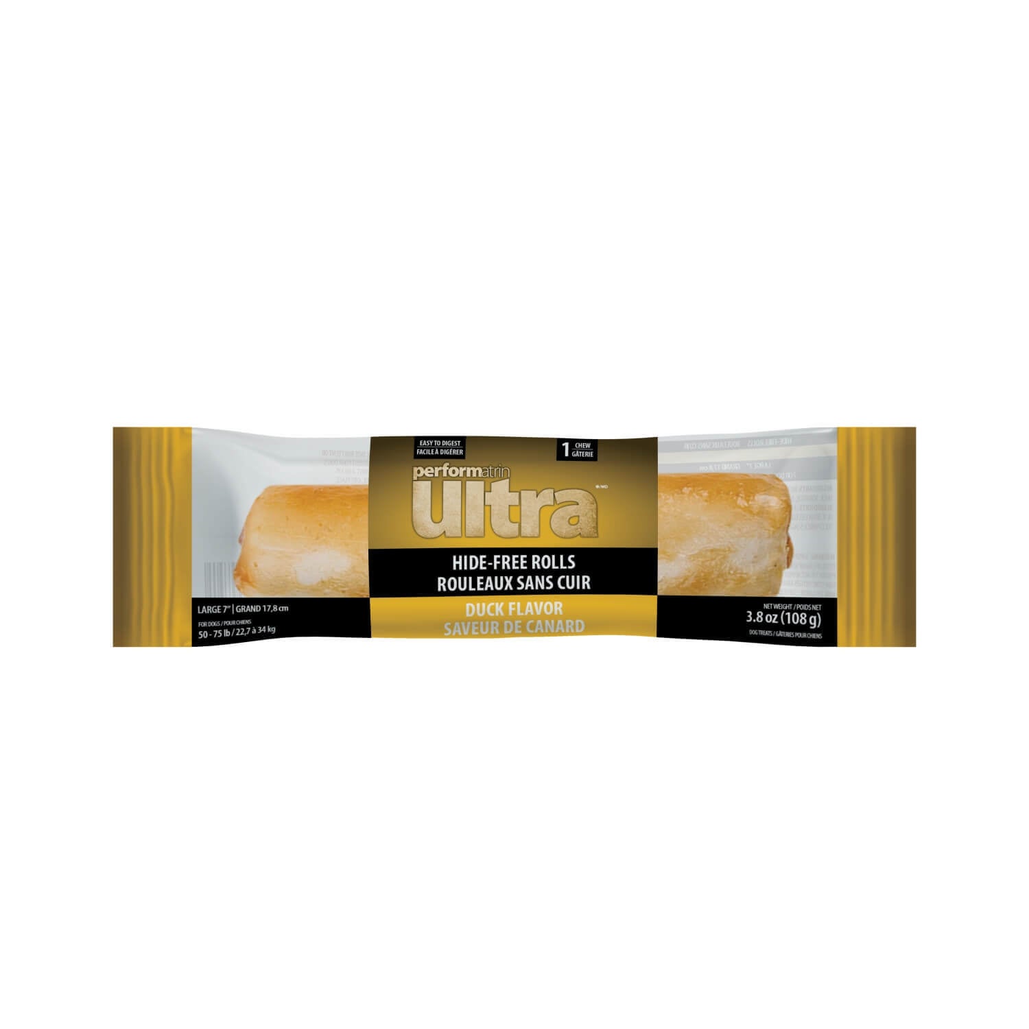 Performatrin Ultra Hide-Free Rolls Rawhide Alternative Dog Treat, Duck Flavor, 7