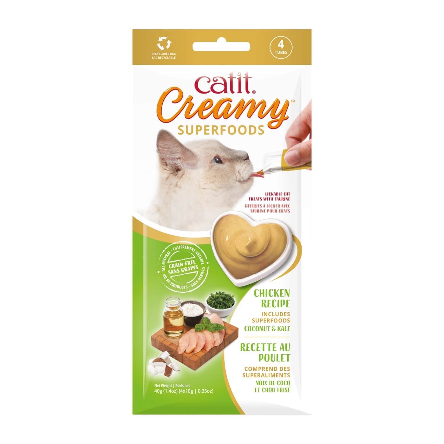 Catit Creamy Superfoods Chicken Recipe With Coconut And Kale Cat Treats