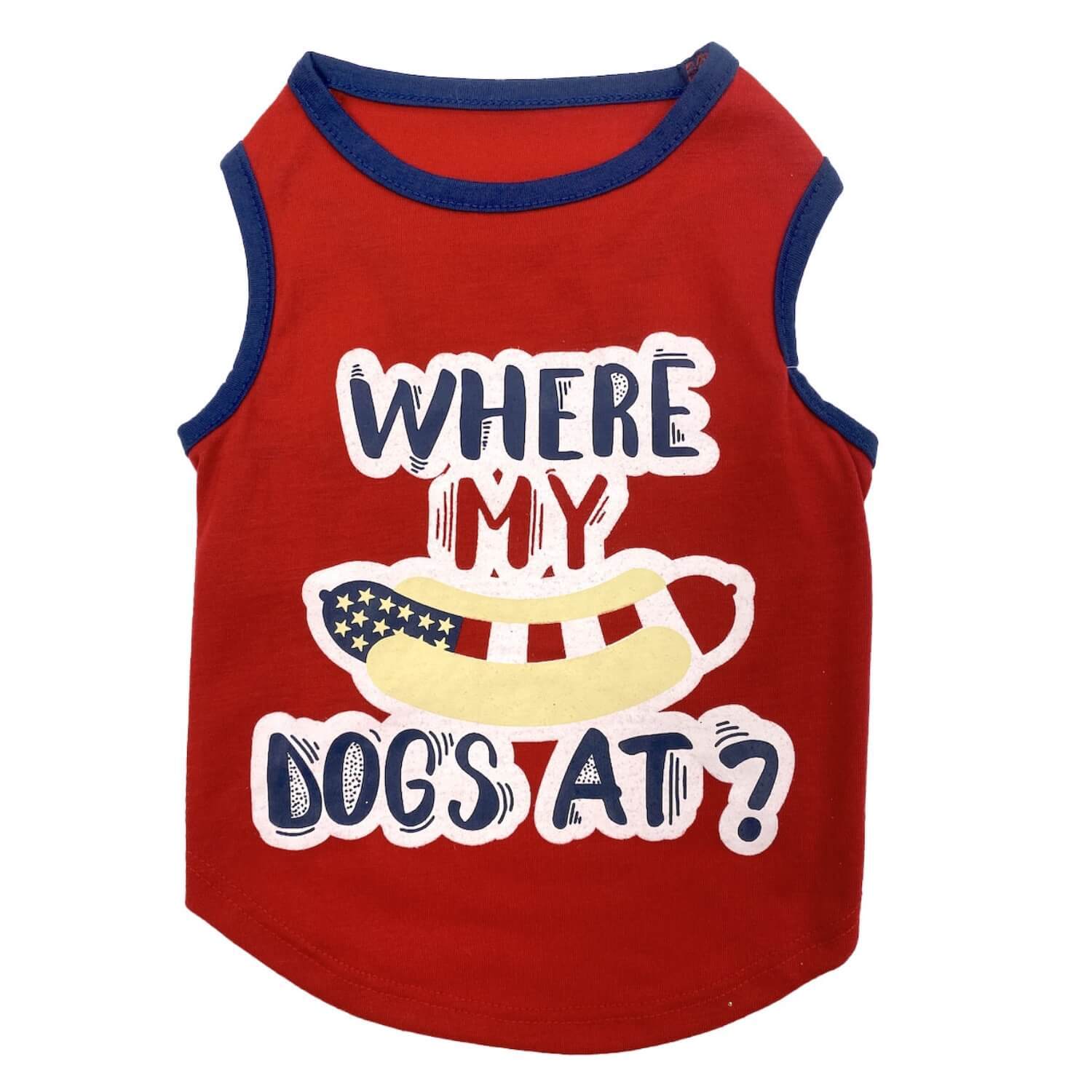 Petrageous Where My Dogs At Dog Tee, Red