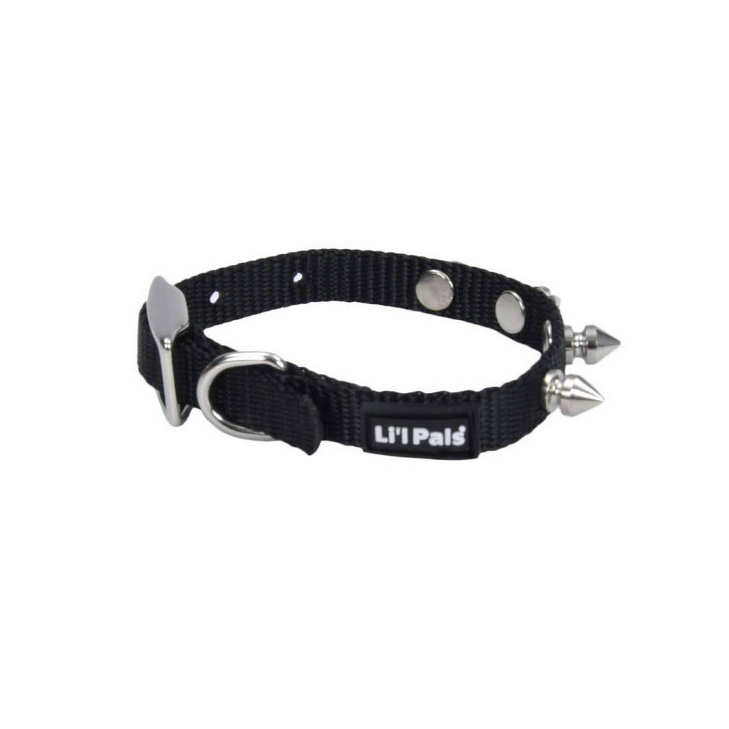 Coastal Pet Products Li'l Pals Spiked Nylon Dog Collar, Black, 3/8X8-10