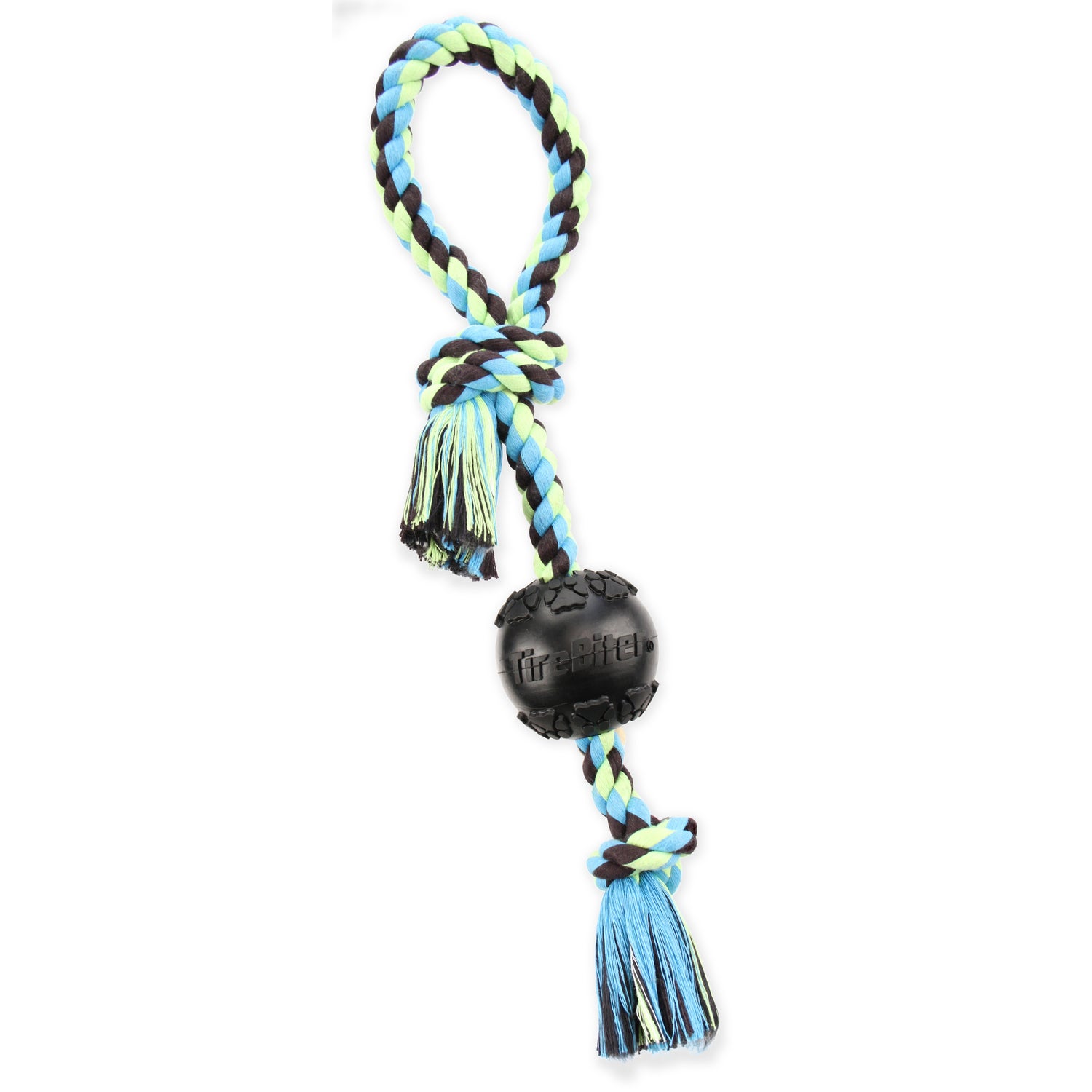 Mammoth Medium 3 Tirebiter Ball  With Pull Tug Rope Dog Toy, 20