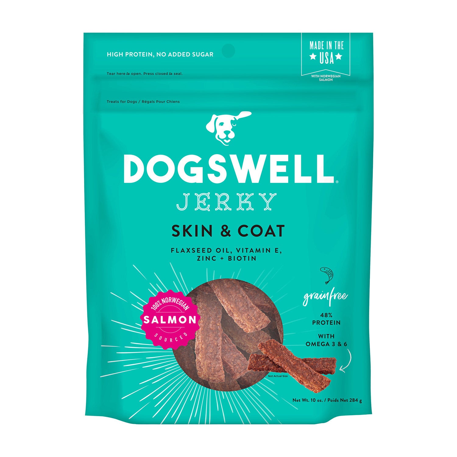 Dogswell Skin & Coat Grain-Free Salmon Jerky Dog Treat