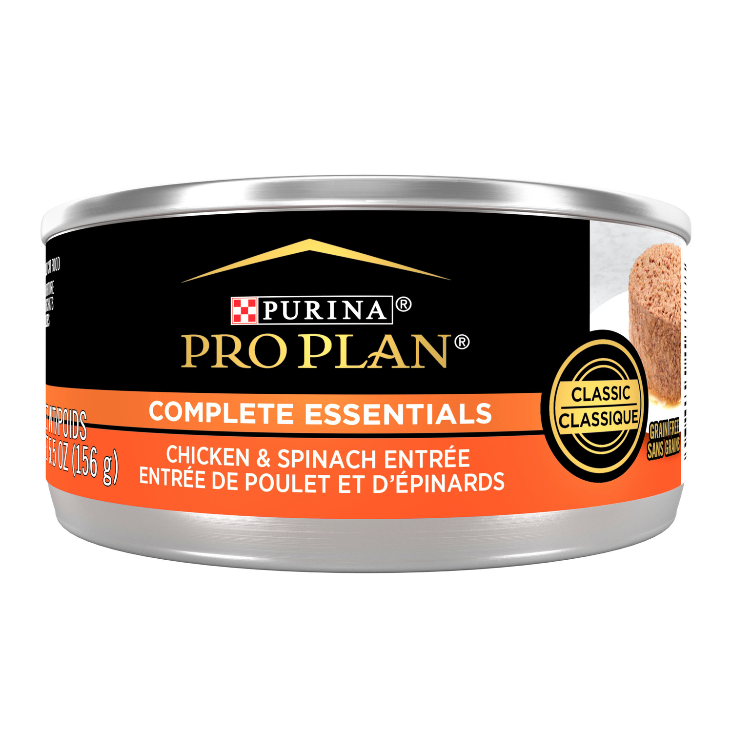 Purina Pro Plan Complete Essentials Chicken And Spinach Entree Classic Pate Wet Cat Food, 5.5-Oz Can