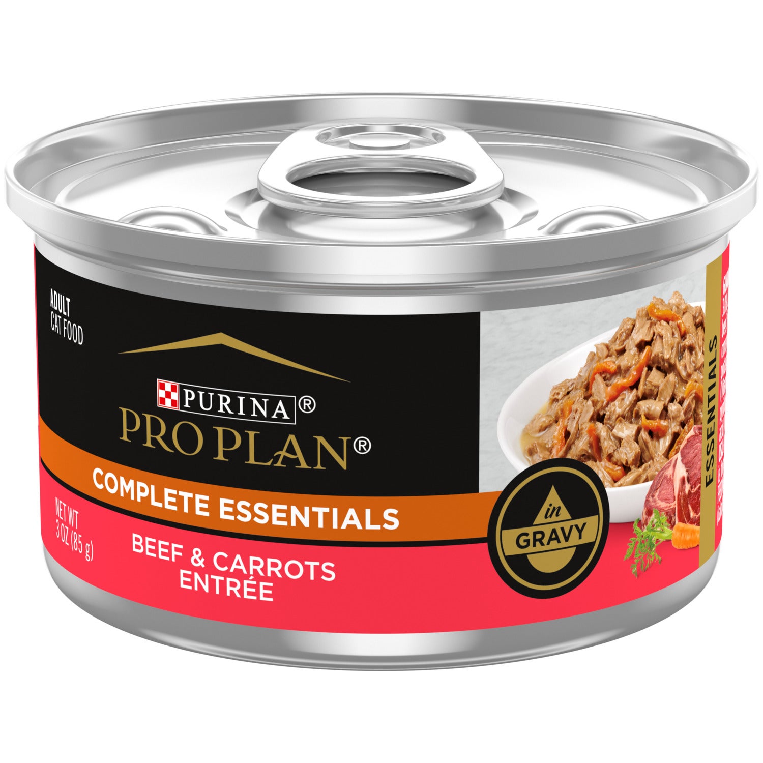 Purina Pro Plan Complete Essentials Beef & Carrots Entree In Gravy Cat Food, 3-Oz