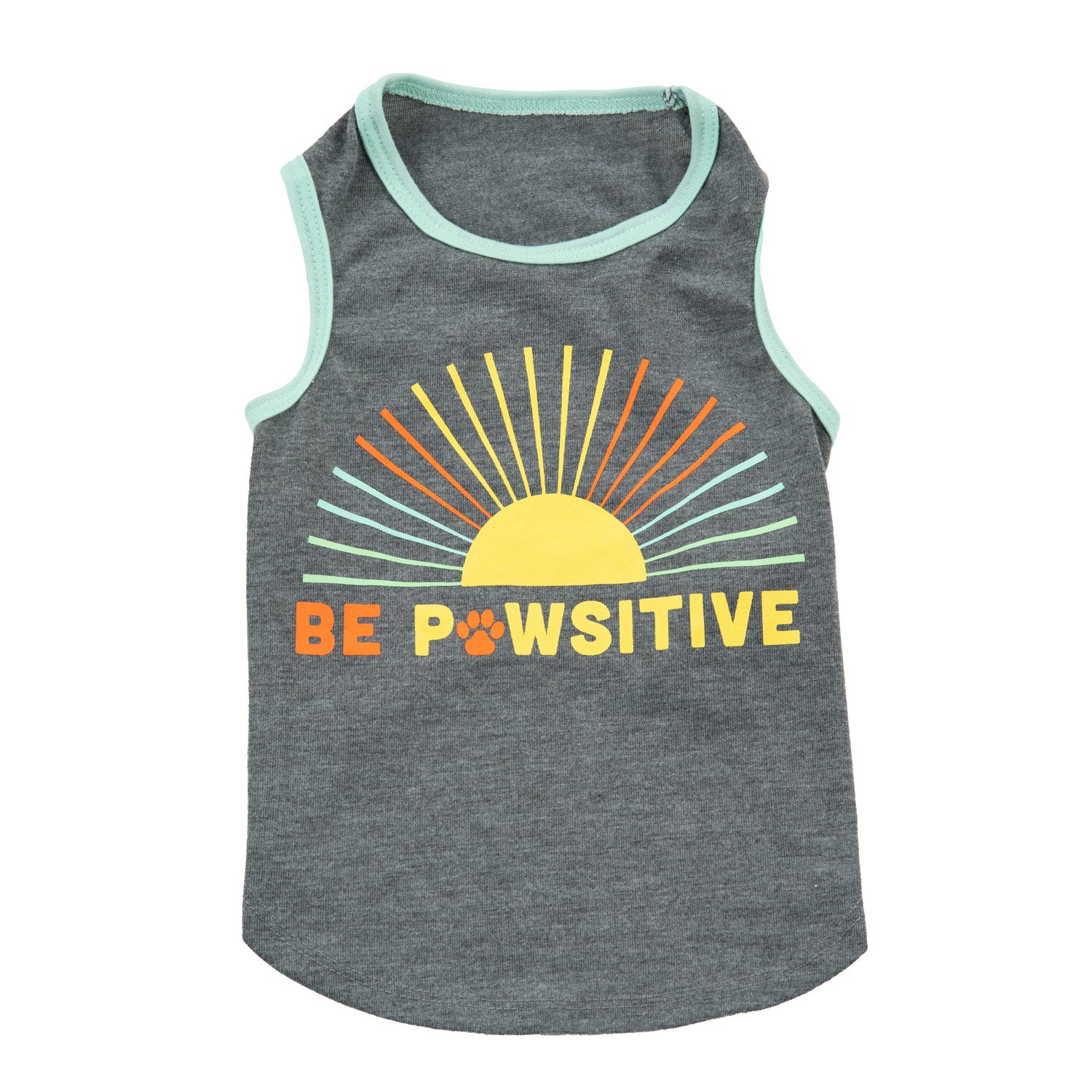 Simply Dog Be Pawsitive Dog Tank Top Shirt, Grey