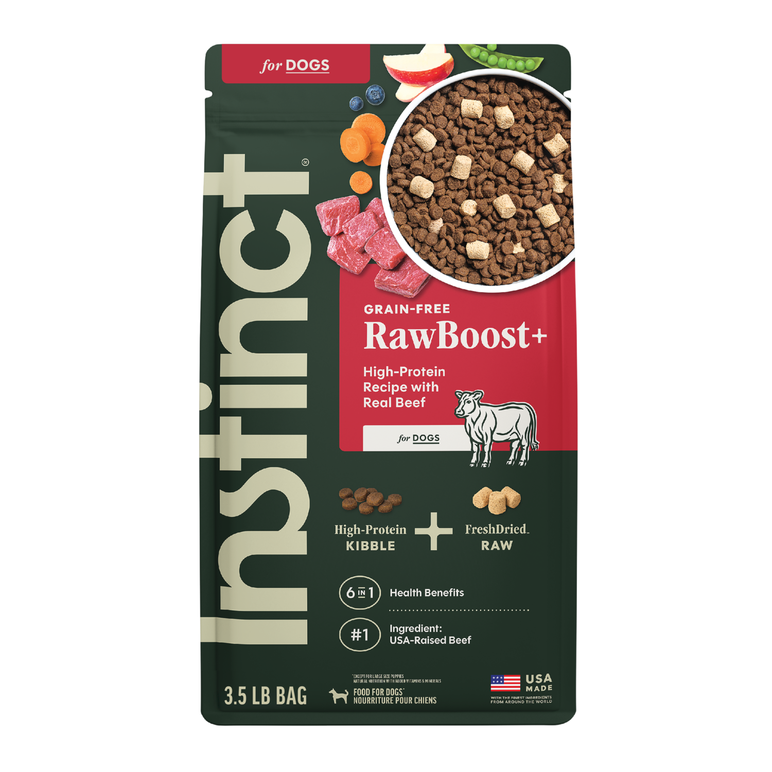 Instinct Raw Boost Grain-Free Recipe With Real Beef Dry Dog Food, 3.5-Lb