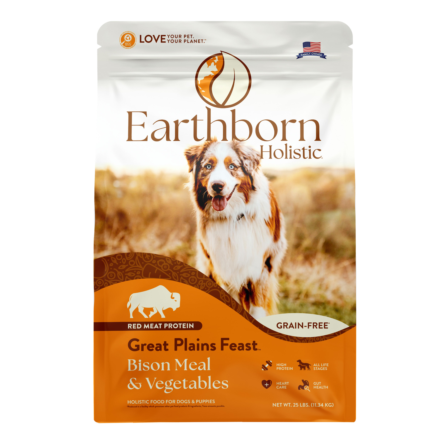 Earthborn Holistic Great Plains Feast Grain-Free Dry Dog Food Bison Meal & Vegetables 25-Lb Bag