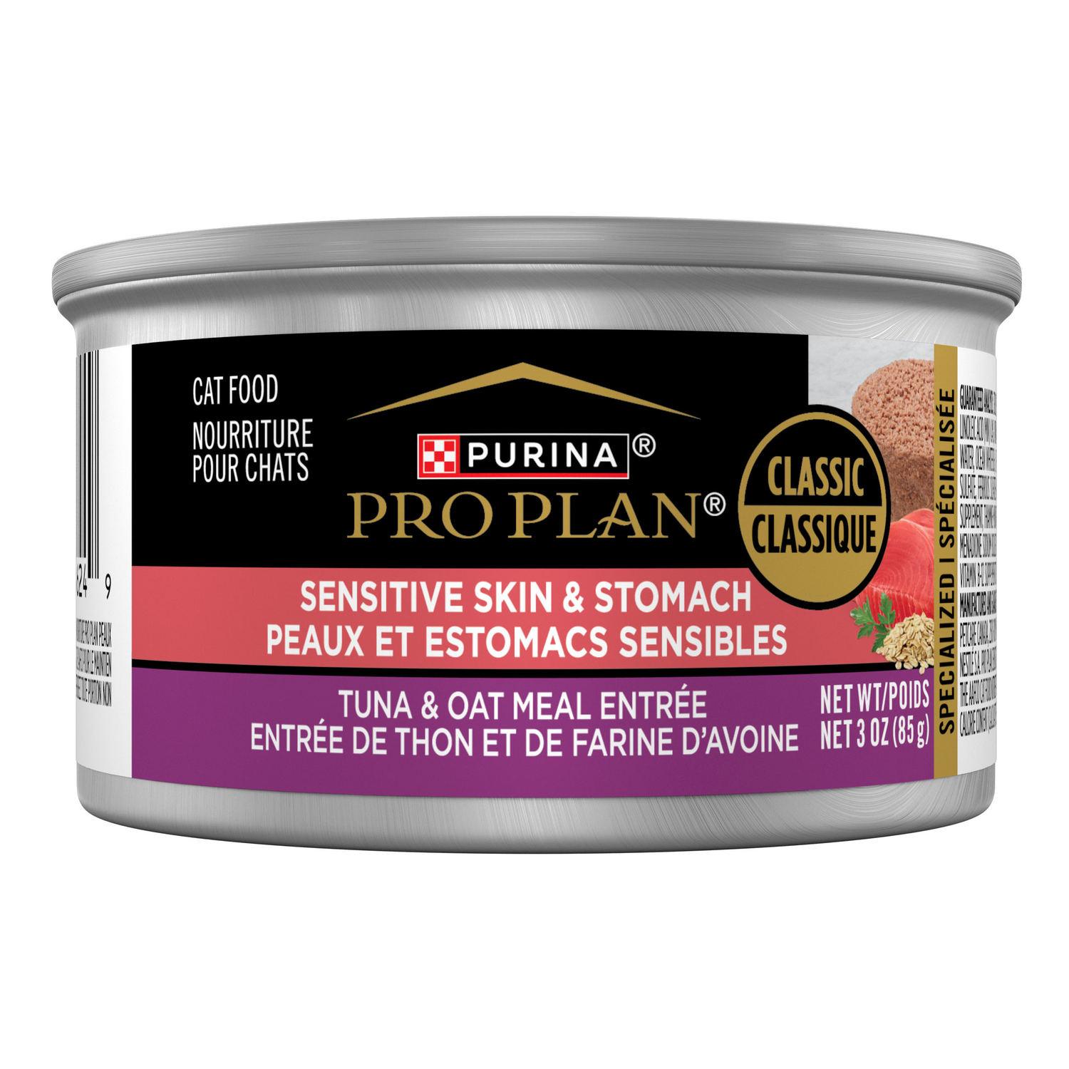 Purina Pro Plan Sensitive Skin And Stomach Tuna And Oat Meal Pate Wet Cat Food, 3-Oz - 24 Pack
