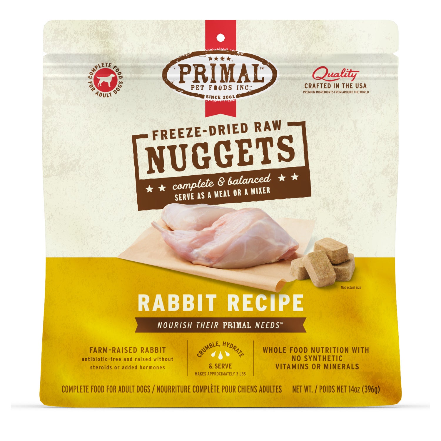 Primal Freeze-Dried Raw Nuggets Dog Food, Rabbit Formula
