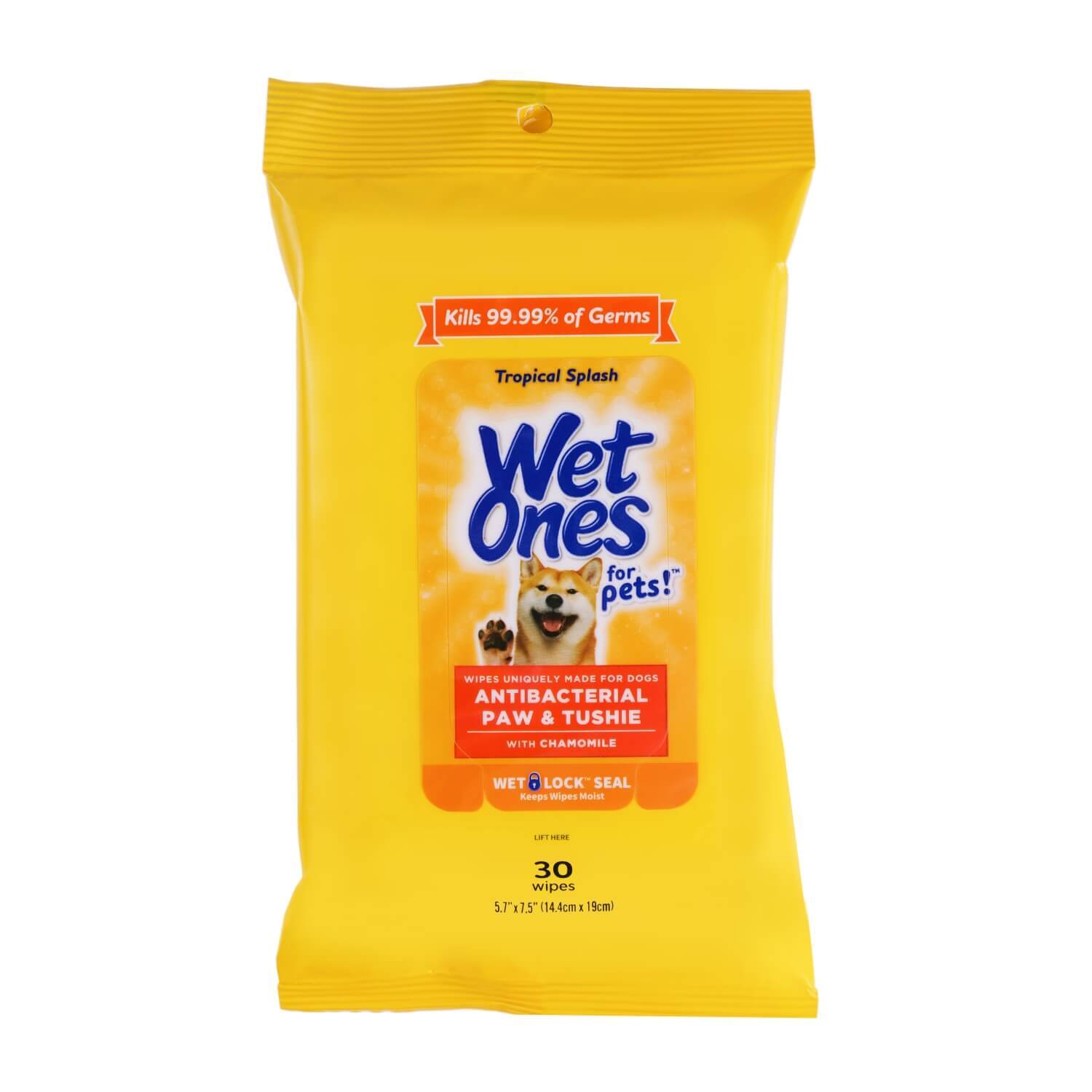 Wet Ones Pet Antibacterial Paw & Tushie Dog Wipes With Chamomile , Tropical Splash