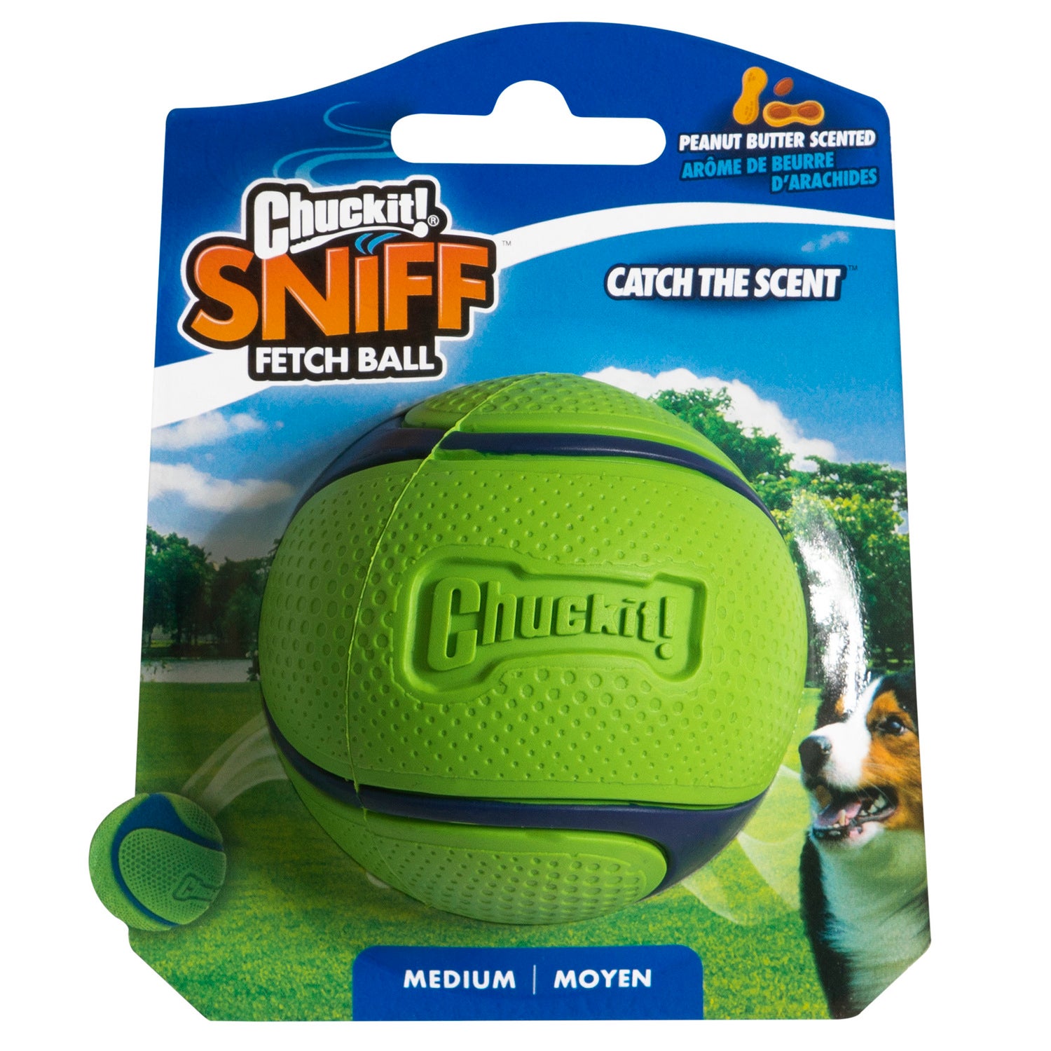 Chuckit! Sniff Peanut Butter Scented Fetch Ball Dog Toy, Medium