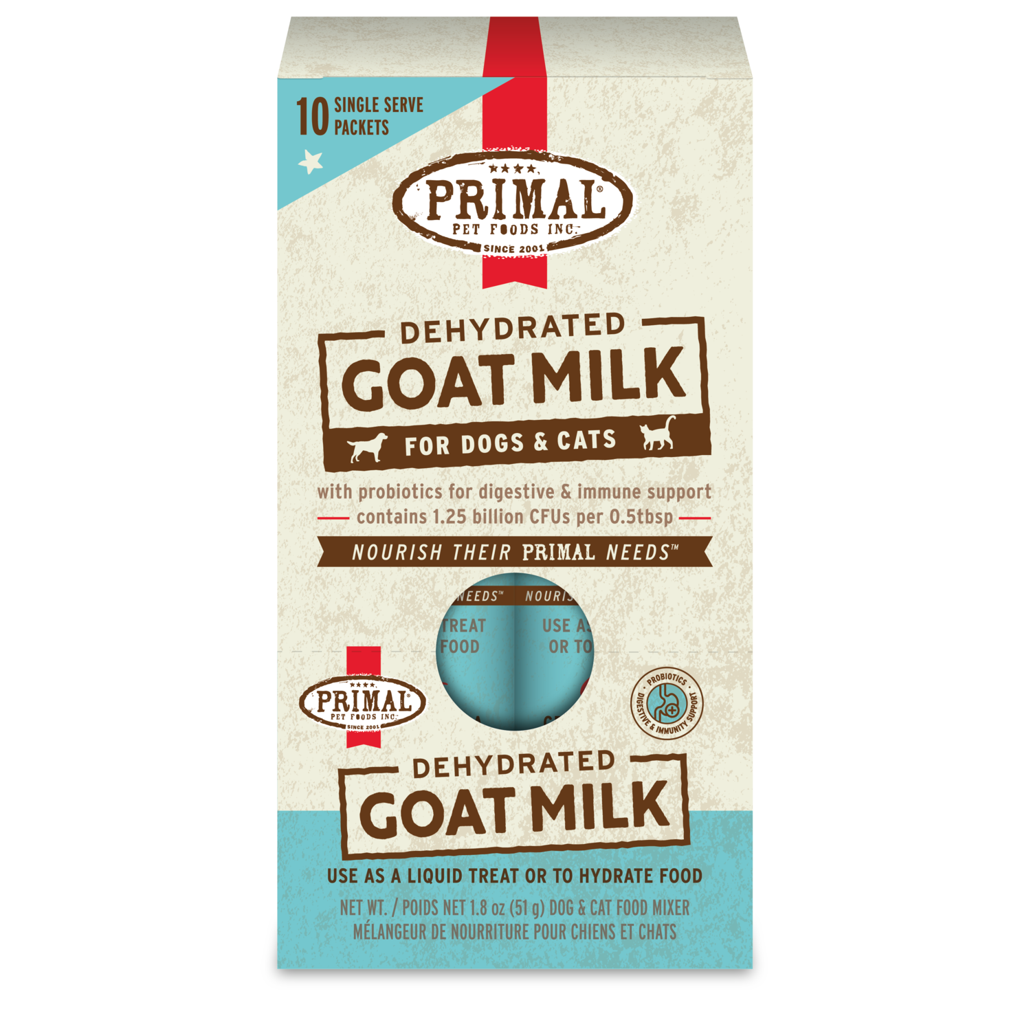 Primal Dehydrated Goat Milk Dog & Cat Food Topper, 1-1.8 Oz Stick