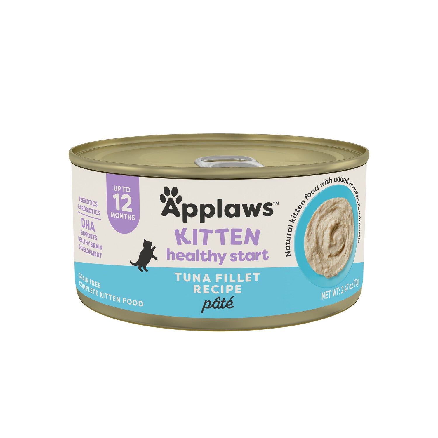 Applaws Kitten Healthy Start Tuna Fillet Recipe Paté Wet Cat Food, 2.47-Oz