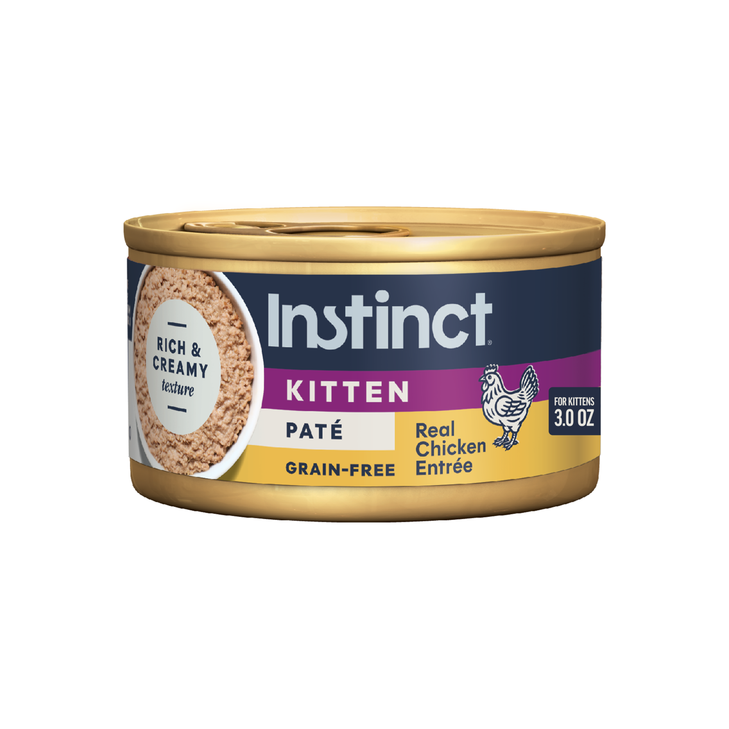 Instinct Original Grain-Free Real Chicken Recipe Pate Wet Cat Food, 3-Oz 24-Pack