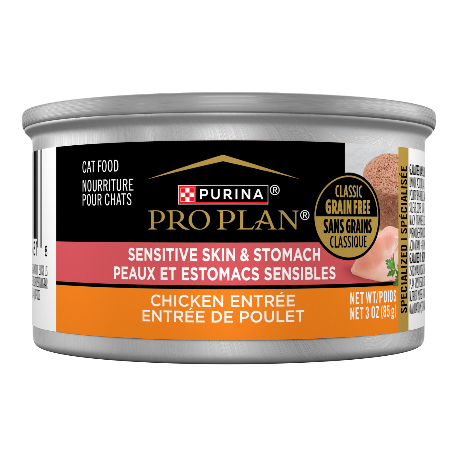 Purina Pro Plan Sensitive Skin And Stomach Chicken Entrée Pate Wet Cat Food, 3-Oz