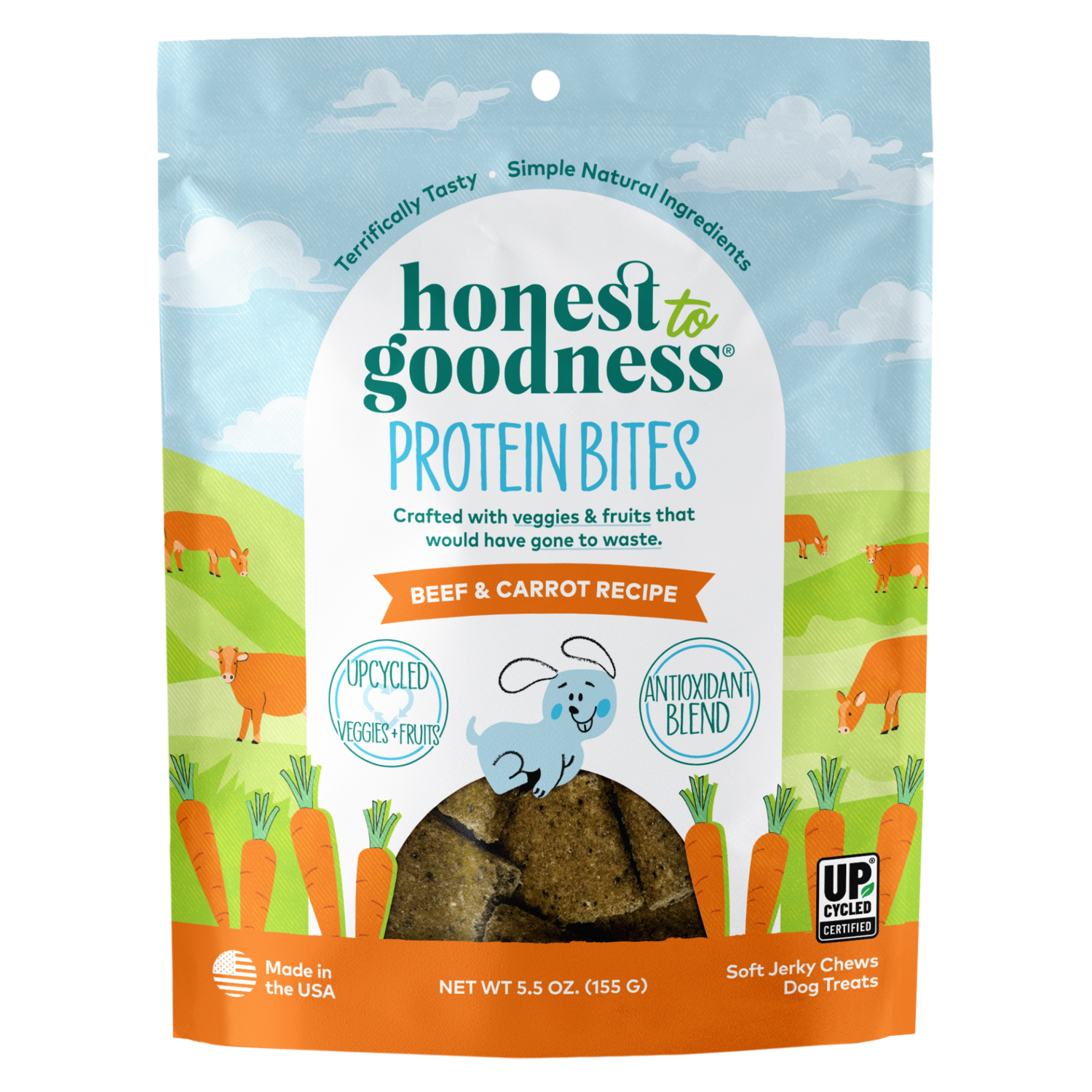 Honest To Goodness Protein Bites Jerky Dog Treats, Beef & Carrots, 5.5-Oz