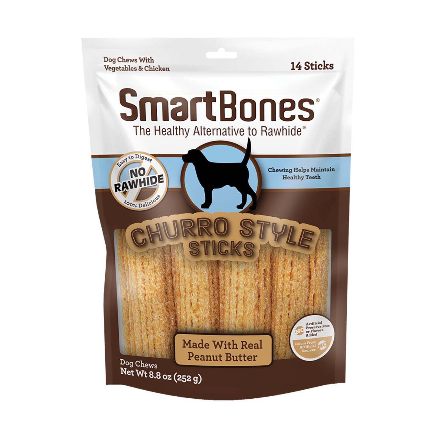 Smartbones Churro-Style Sticks Rawhide Alternative Chews Dog Treats, Peanut Butter, 14 Pack