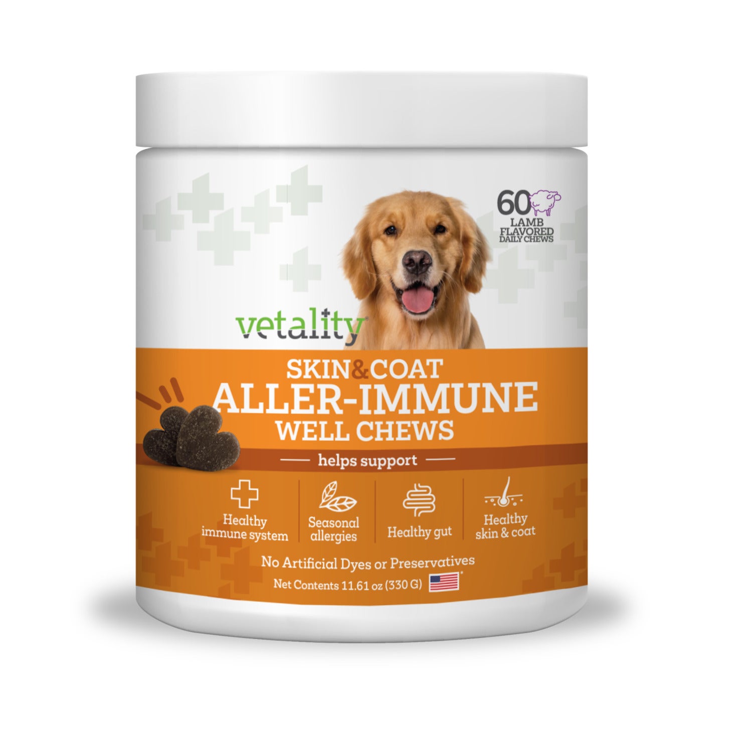 Vetality Aller-Immune Skin & Coat Well Chews Dog Supplements, 60-Ct