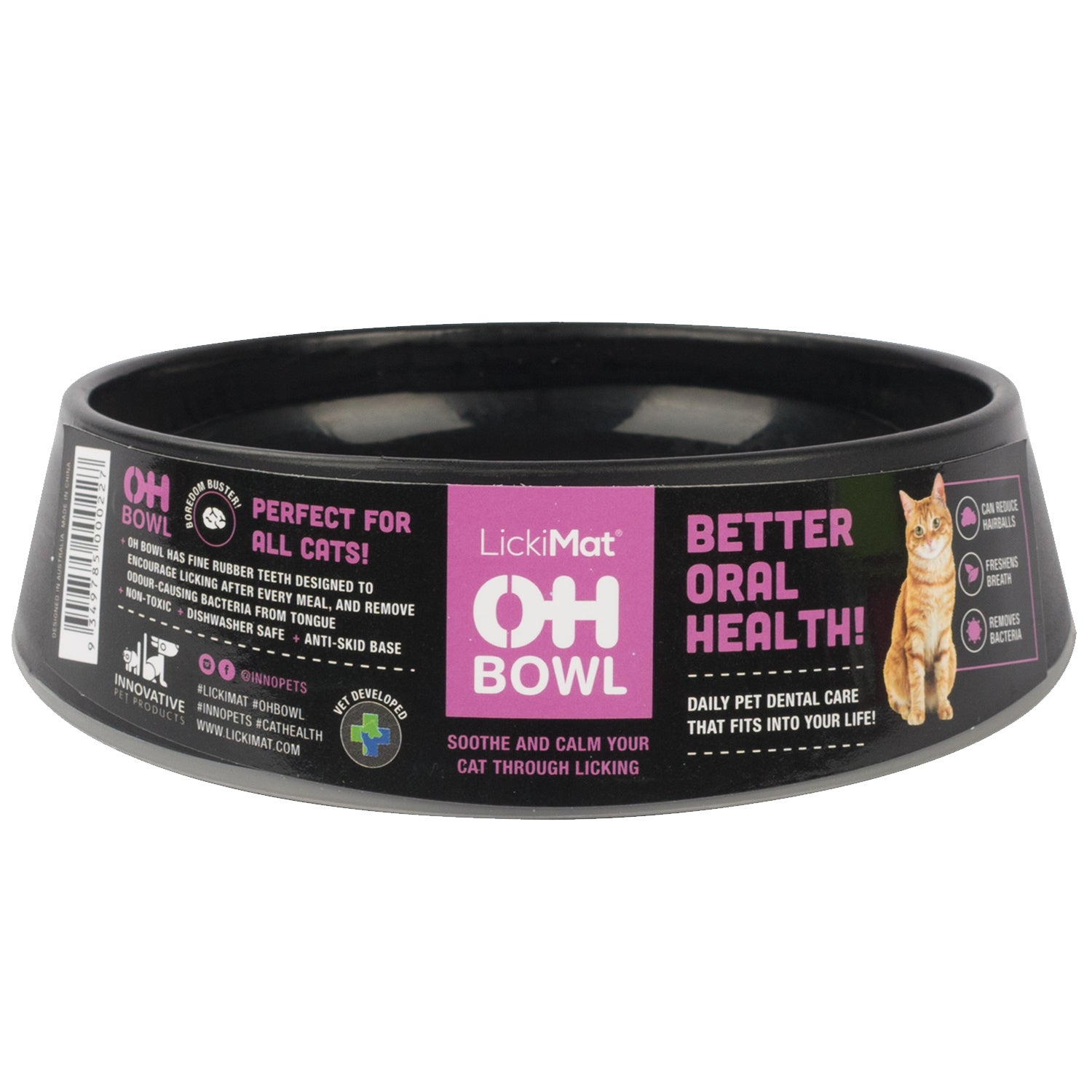 Lickimat O.H. Oral Health Lickmat & Slow Feeder Cat Bowl - Black