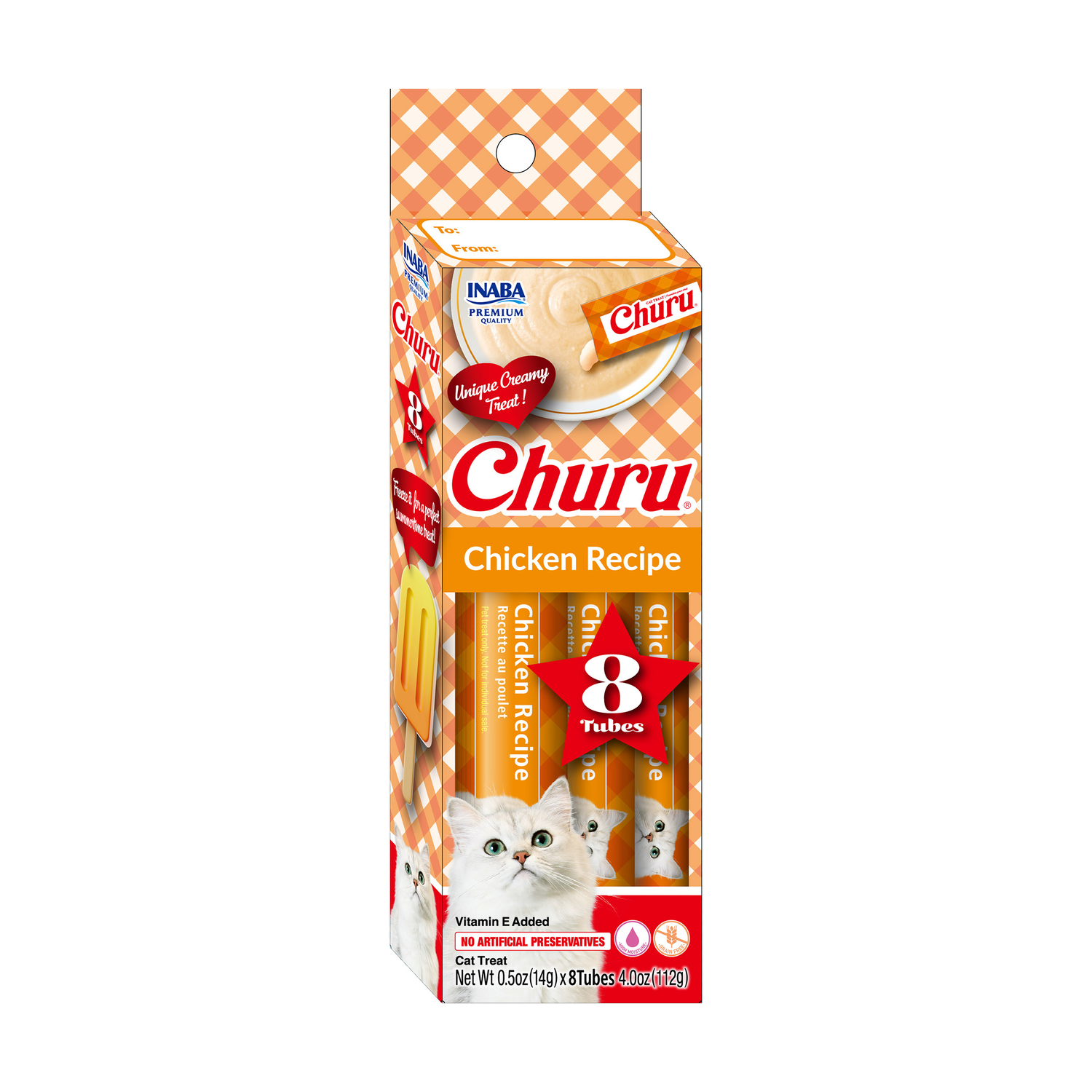 Inaba Churu Summer Creamy Lickable Chicken Recipe Cat Treats, 4-Oz/Tubes - 8 Count
