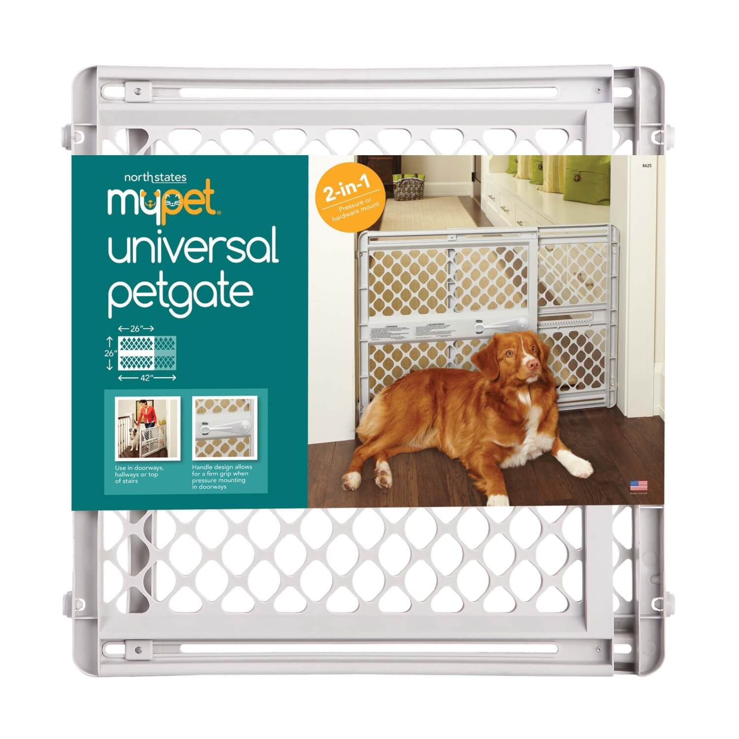 Mypet Universal Petgate Pre-Assembled Dog Gate, Light Gray, 26