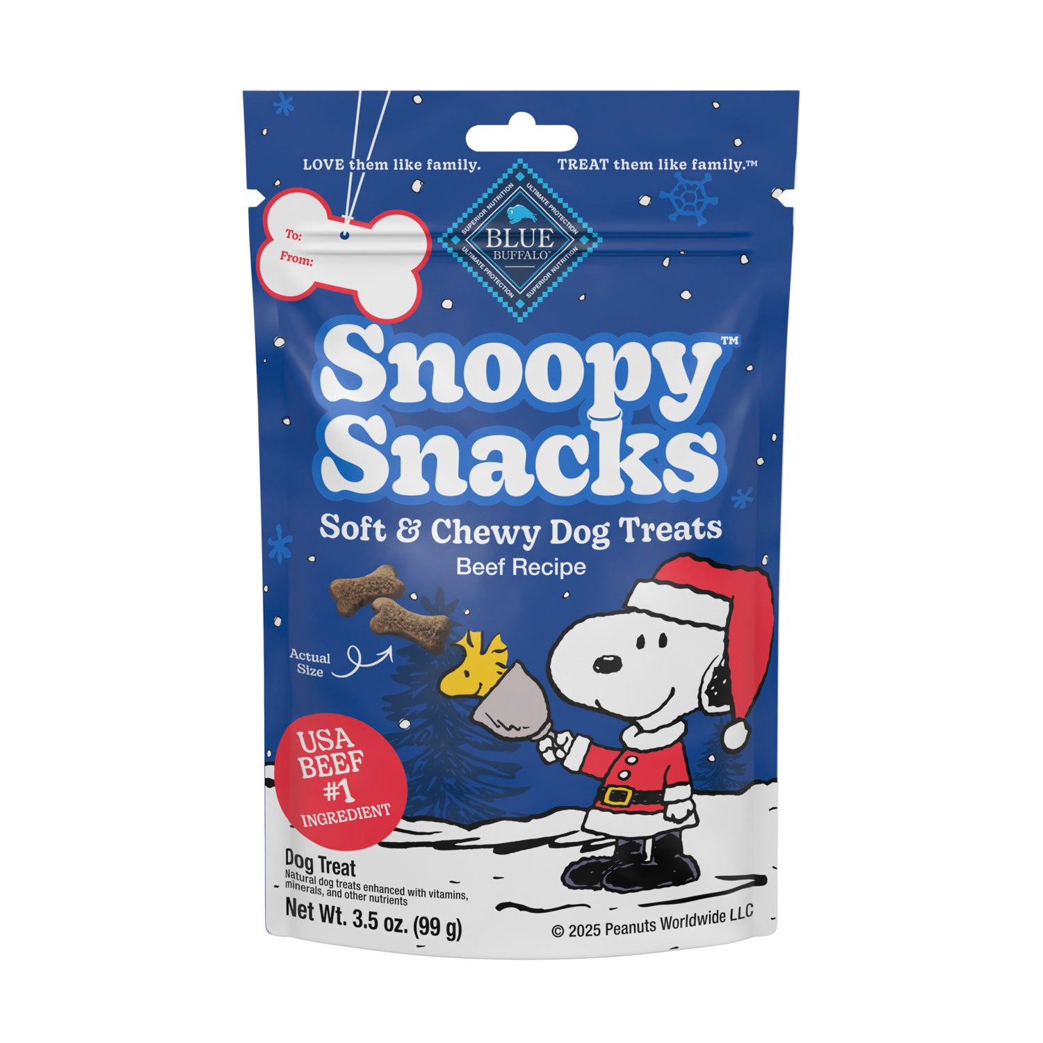 Blue Buffalo Snoopy Snacks Soft & Chewy Bits Holiday Dog Treats, 3.5-Oz Bag