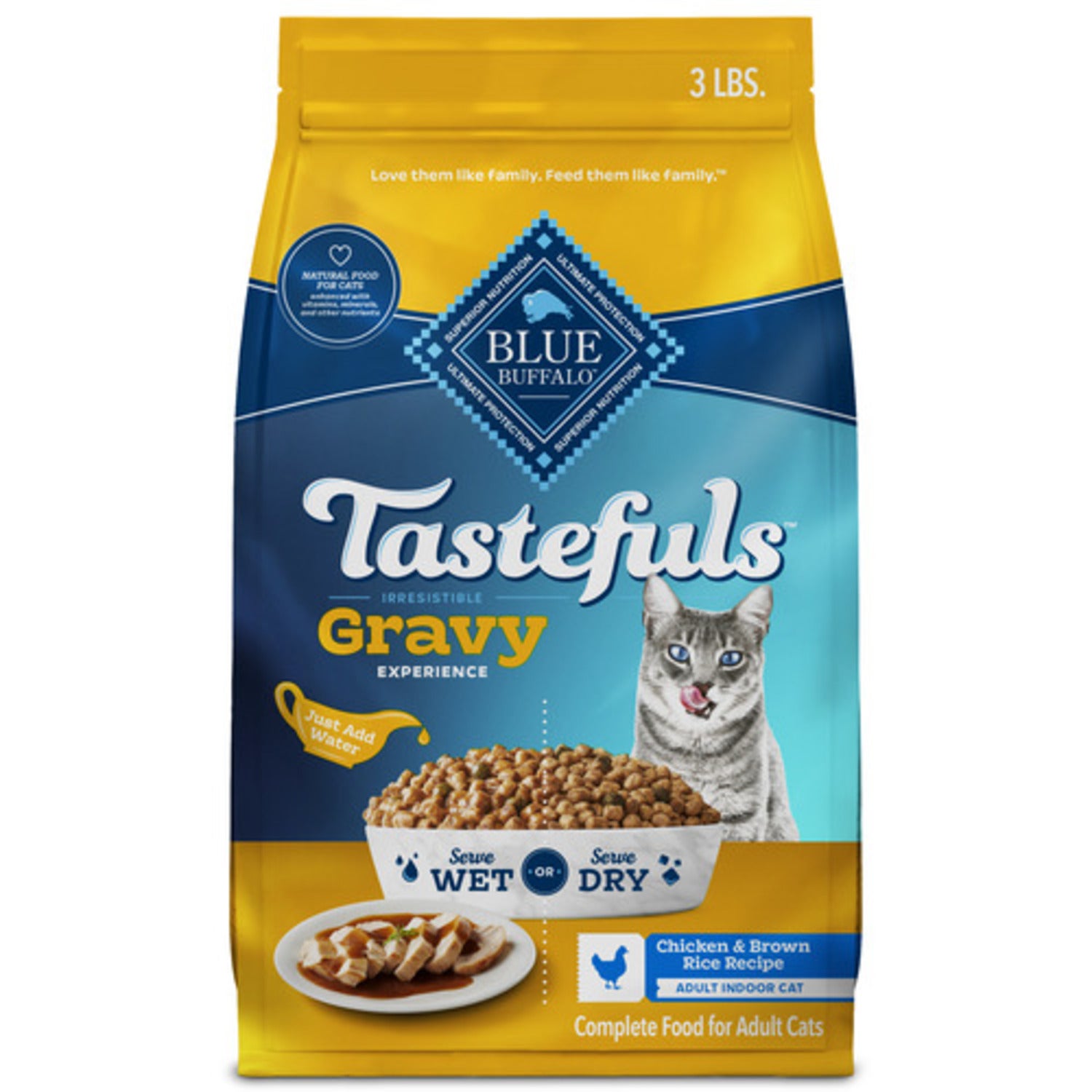 Blue Buffalo Tastefuls Irresistible Gravy Experience Chicken & Brown Rice Recipe Dry Cat Food, 7-Lb Bag